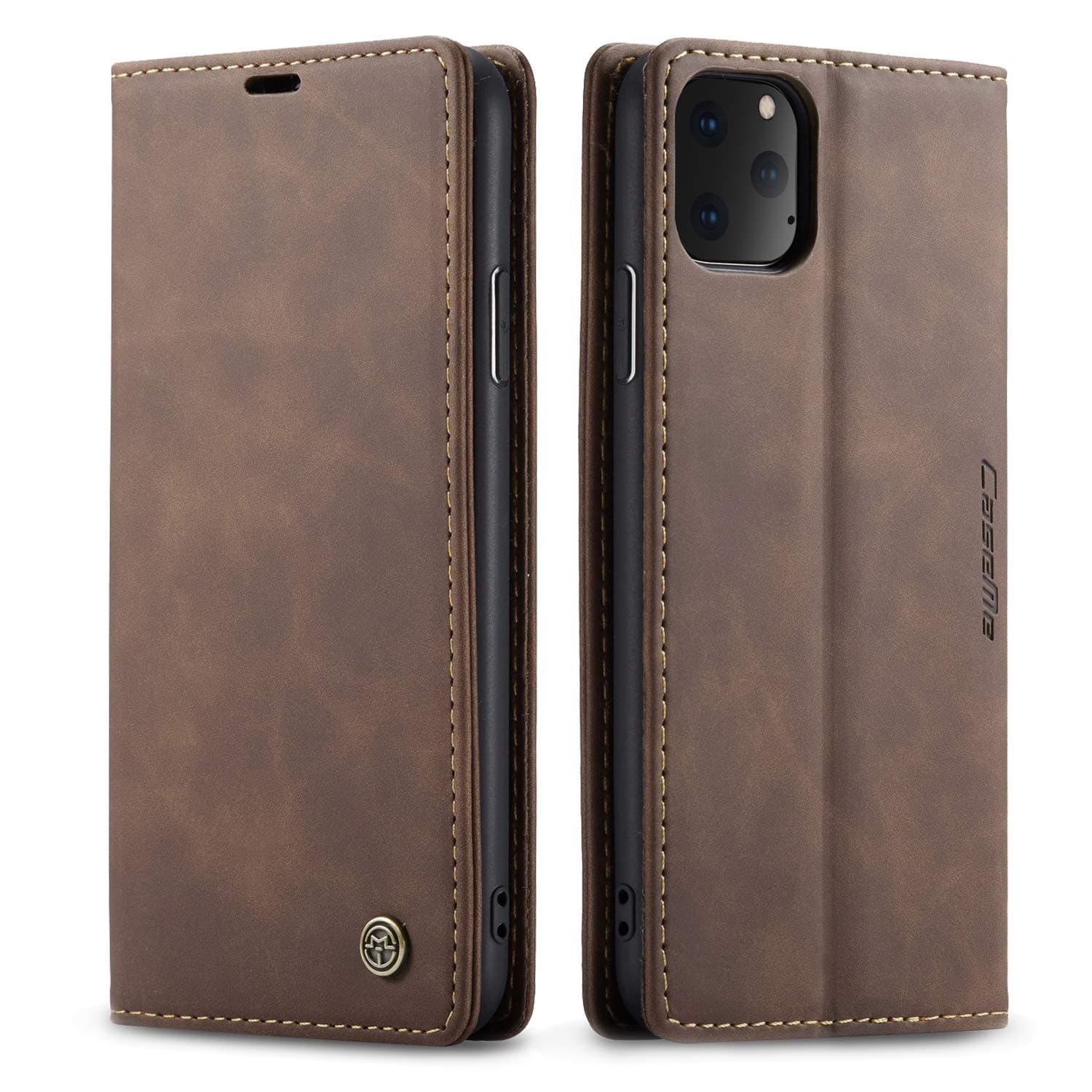SXTBMR (2019) iPhone 11 Pro Max Wallet Case,PU Leather Flip Folio Case Cover with [Kickstand Feature] and Credit Card Slots+Side Cash Pocket with Durable and Slim for iPhone 11 Pro Max 6.5" - Coffee