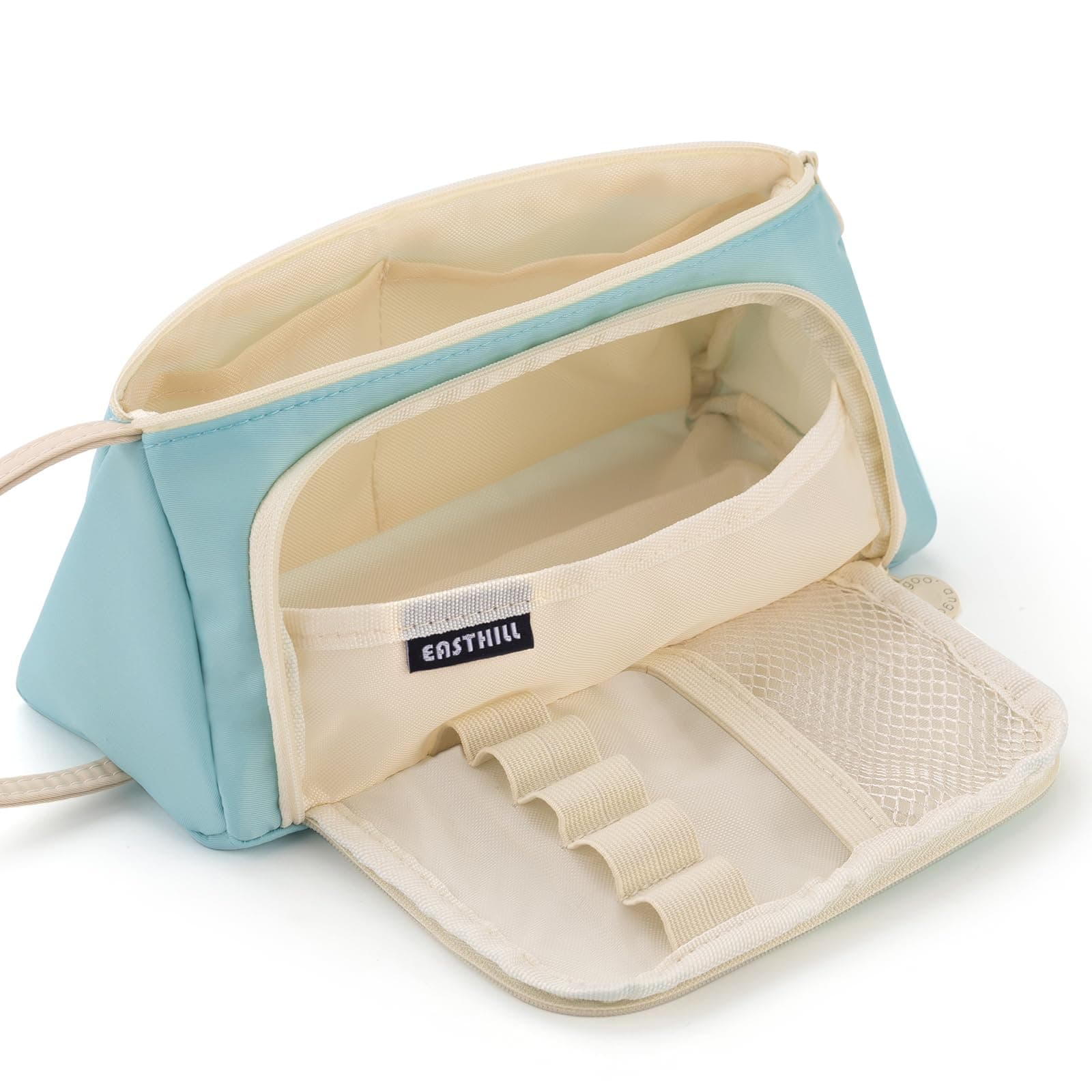 EASTHILL Big Capacity Pencil Case High Large Storage Pouch Marker Pen Case Simple Stationery Bag School College Office Organizer for Teens Girls-Blue