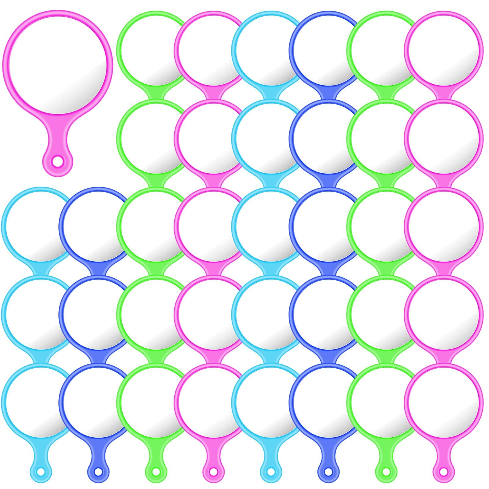 48 Pcs Handheld Mirror with Handle, 2.4 x 1.6 Inch, Small Portable Round Mirror Bulk for Kids Travel Makeup Classroom Camping Daily DIY Crafts