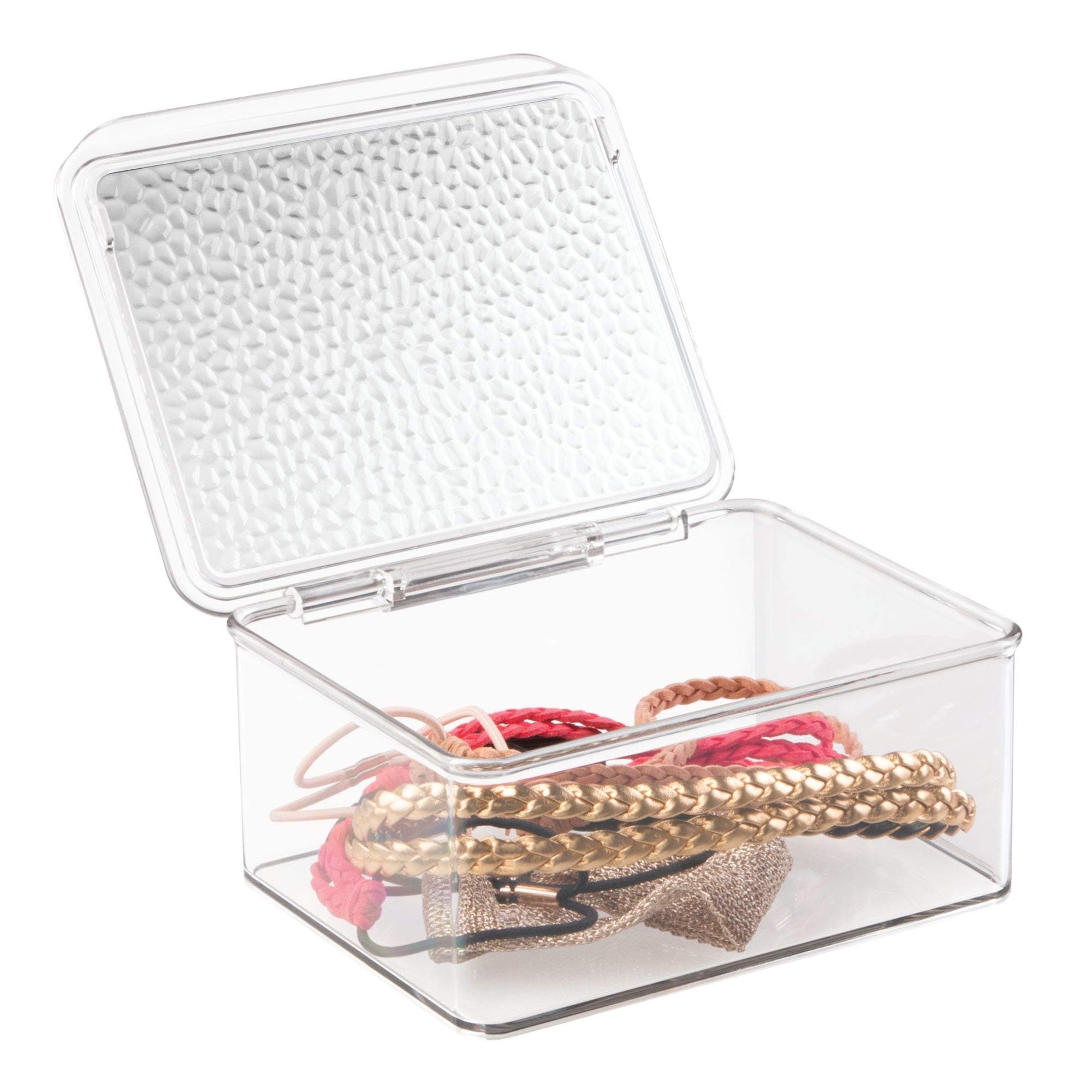 INTERDESIGNRain Stackable Cosmetic Organizer Box to Hold Makeup, Beauty Products - Small, Clear