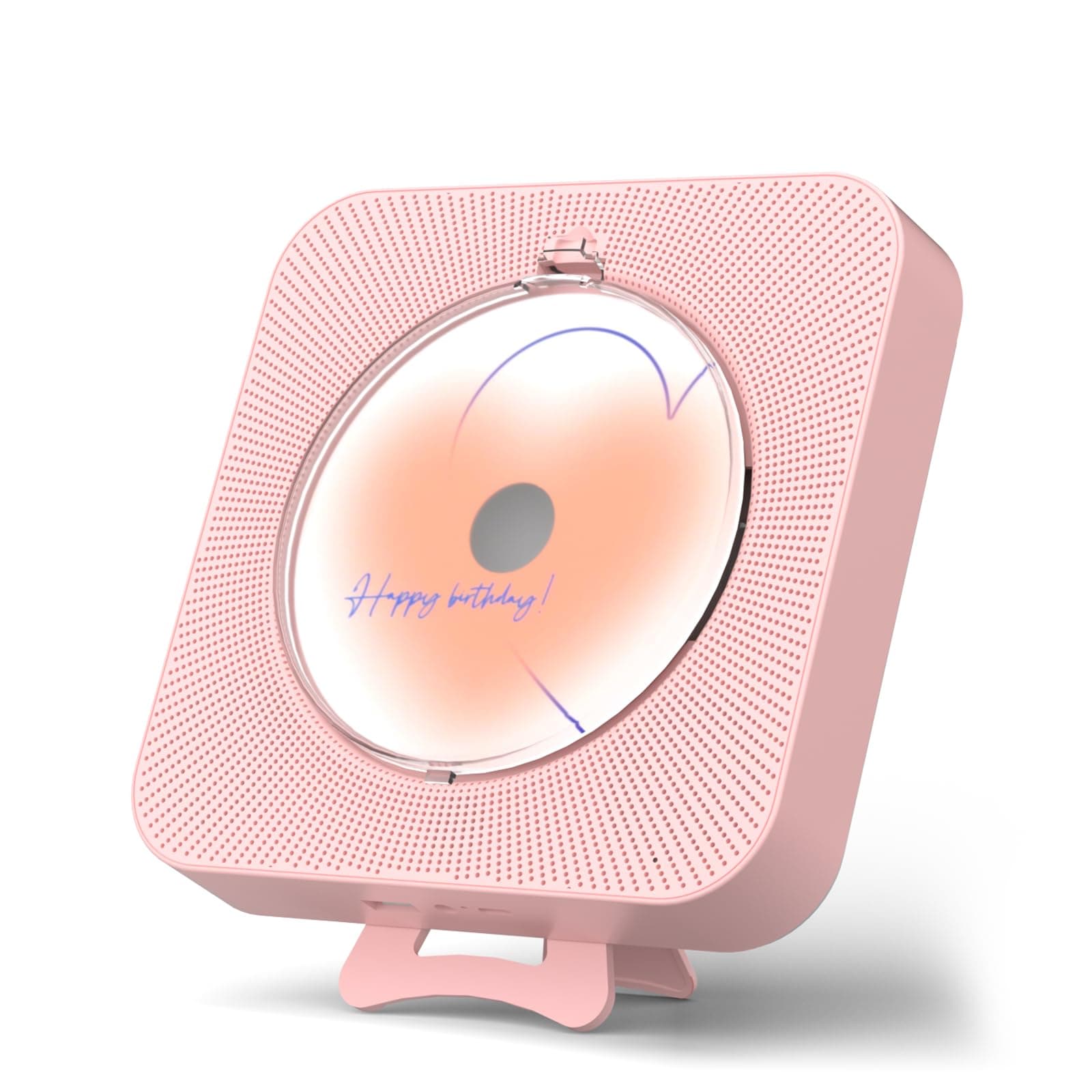 Yintiny Cute Pink CD Player with Bluetooth 5.0, Rechargeable Music Player for Home Decor, Portable Lovely Music Player, Remote Control, Support AUX in Cable&USB