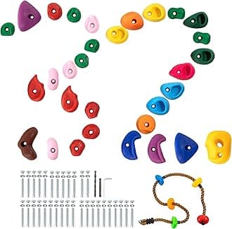 VEVOR 25 Rock Climbing Holds for Kids and Adults, Multi-Colored Climbing Rock Wall Grips for Indoor and Outdoor Playground Play Set