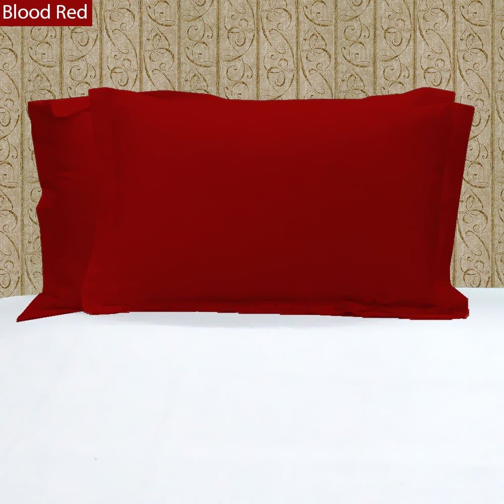 Solid Pattern 100% PIMA Cotton 500 Thread Count 2 Piece Pillow Shams All Size & Colors (Standard, Blood Red)