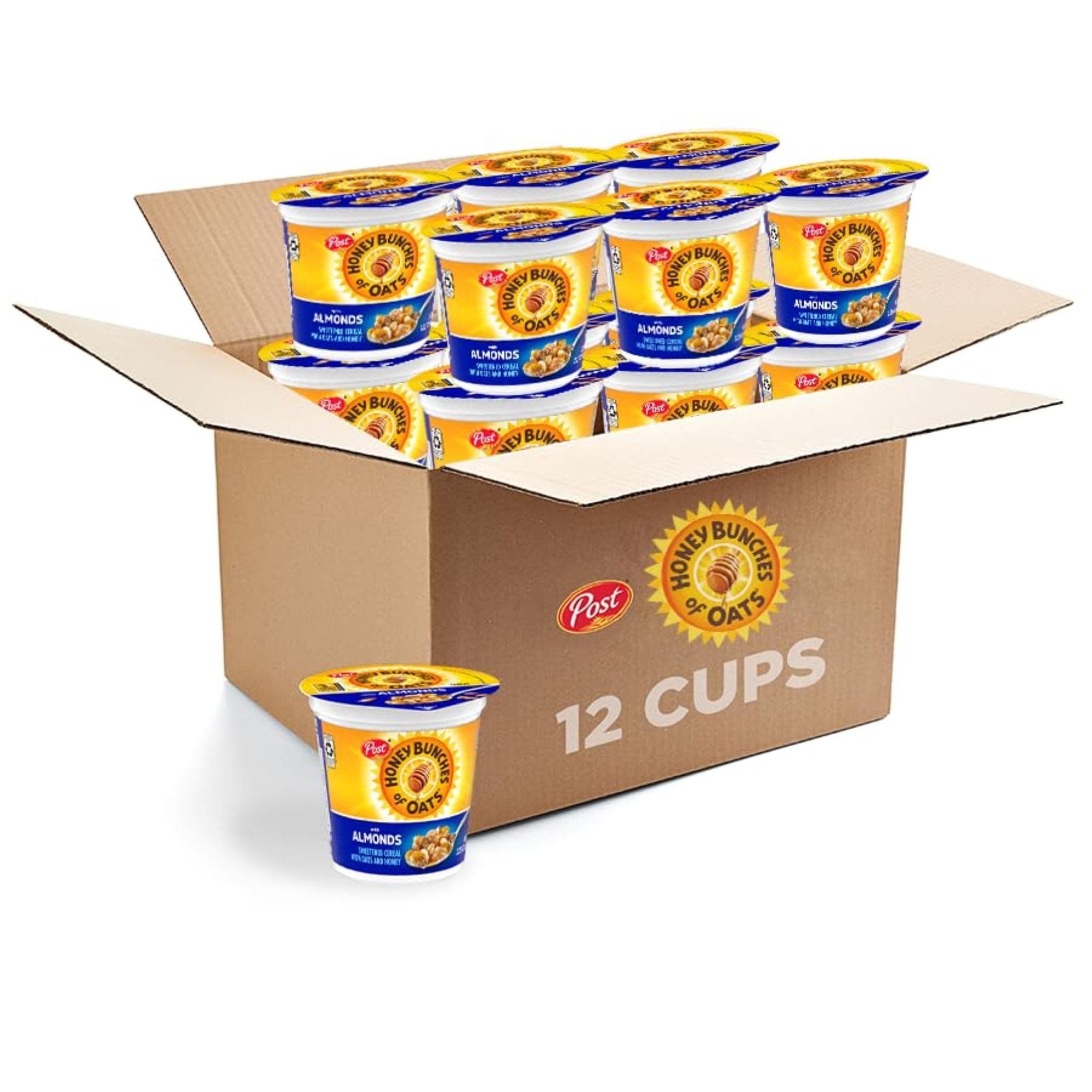 with Almonds Breakfast Cereal Cup with Oat and Granola Clusters, Individual Cereal Cup, On-The-Go Breakfast, 2.25 oz Cup (Pack of 12)