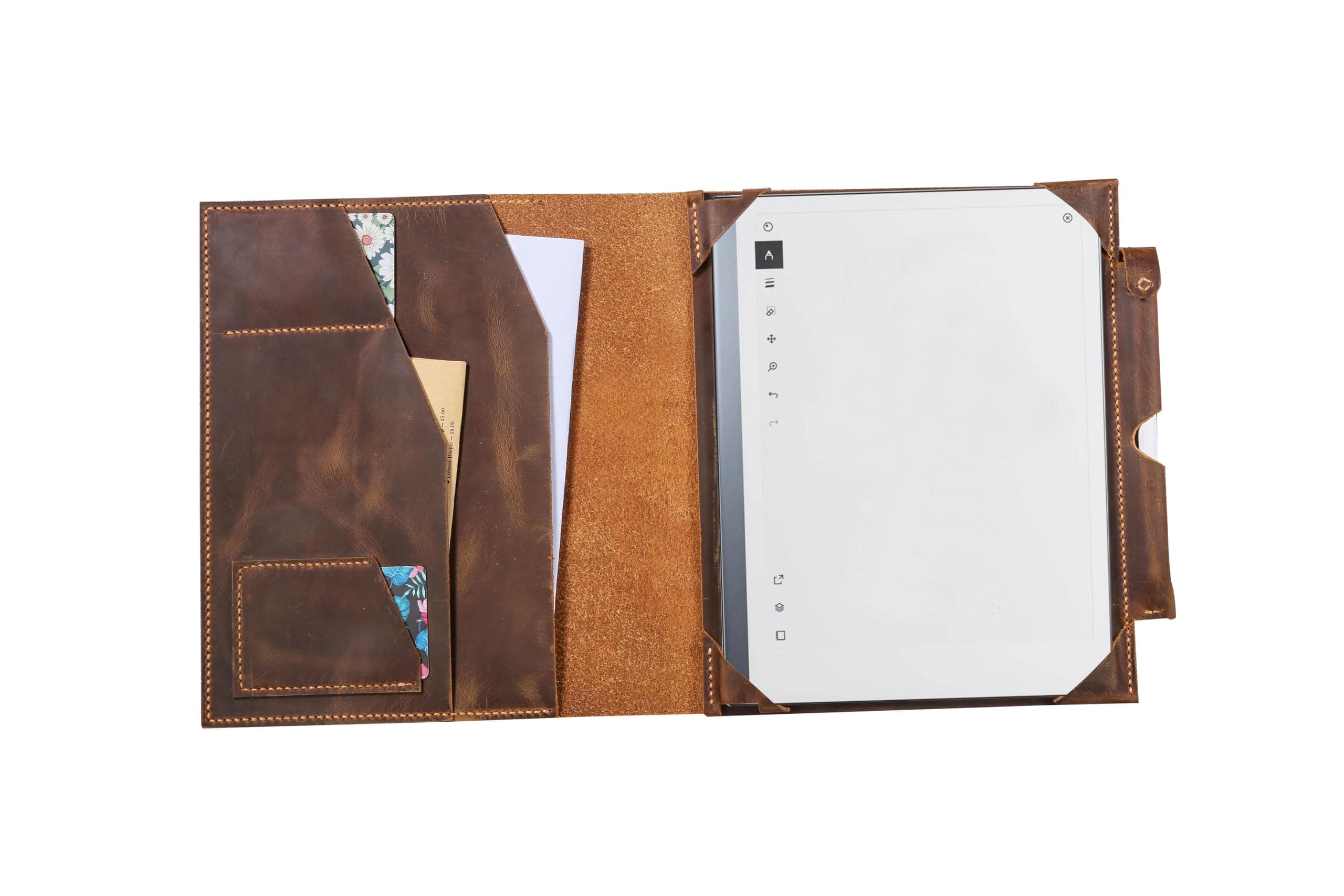 - Leather case with Pen Holder for Remarkable 2,Distressed Folio Organizer for Remarkable 2 Tablet