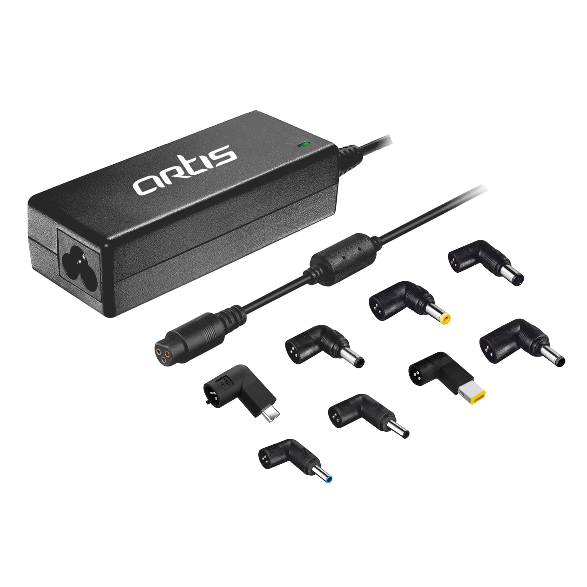 65Watt Universal Laptop Adapter with 8 Interchangeable Connector pins (Power Cord Included) Compatible with USB Type C/Dell/HP/Lenovo/ASUS/Acer/Samsung/Compaq/IBM/Toshiba