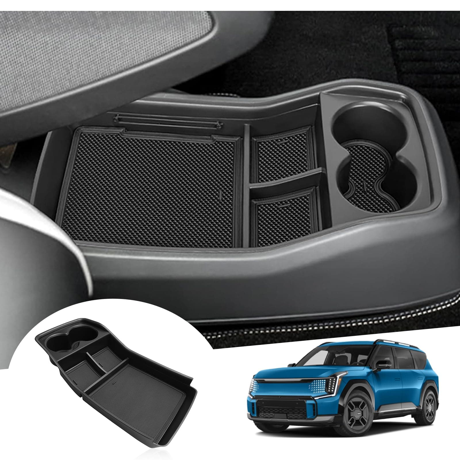 GAFAT Compatible with Kia EV9 2024-2026 Centre Console Storage Box, GT-Line / AWD e-AWD / RWD Organiser Tray Shelves Glove Box Bottom Centre Console, Neutral