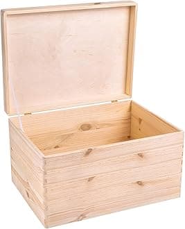 Wooden Storage Box | 40 x 30 x 24 cm (+/- 1 cm) | Unpainted | With Lid | Wooden Box | Christmas Keepsake Box | Chest Box | Unpainted and Unpunched
