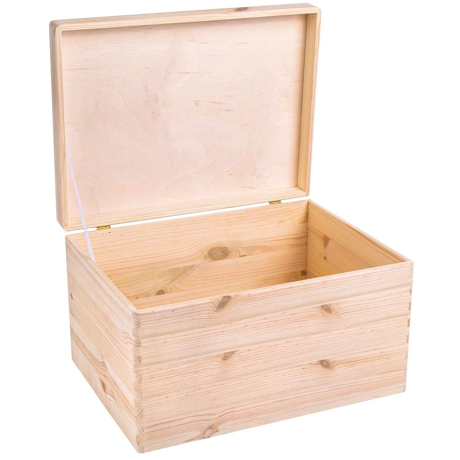 Creative Deco XXL Large Plain Wooden Box Storage with Hinged Lid | 15.8x11.8x9.44 inches (+-0.5) | Keepsake Unfinished | Unpainted Gift Trunk | Product NOT Intended for 15 Years OR Below