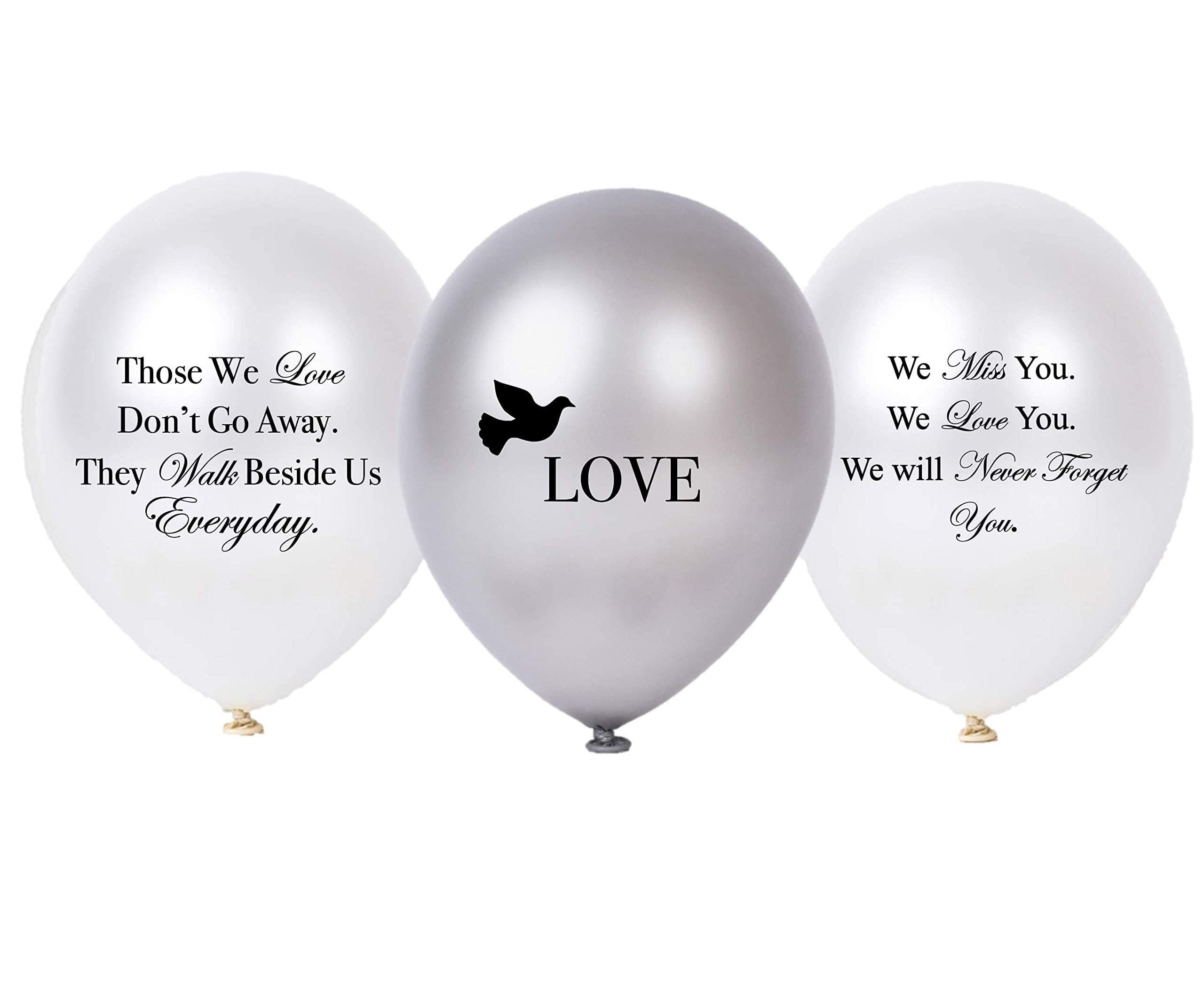 30 PC Biodegradable Remembrance Balloons: White & Silver Personalizable Funeral Balloons for Balloon Releases & Sympathy Gifts | Created/Sold, a USA Company (Variety Love)