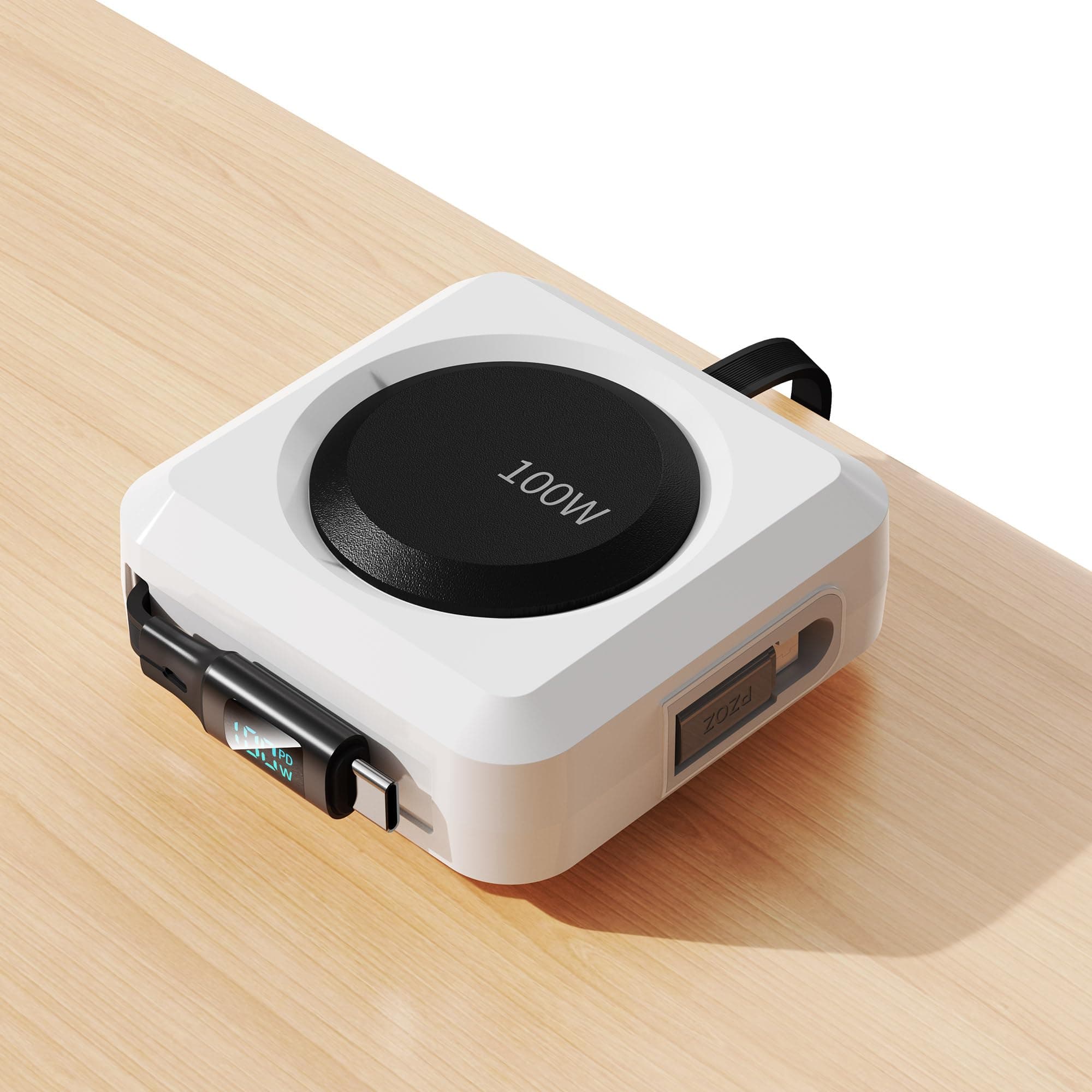 PZOZ 100W Retractable Multi in 1 Charging Cable with LED Display, USB C & USB...