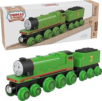 Wooden Railway Toy Train Henry Push-Along Wood Engine & Coal Car for Toddlers & Preschool Kids Ages 2+ Years (Amazon Exclusive)