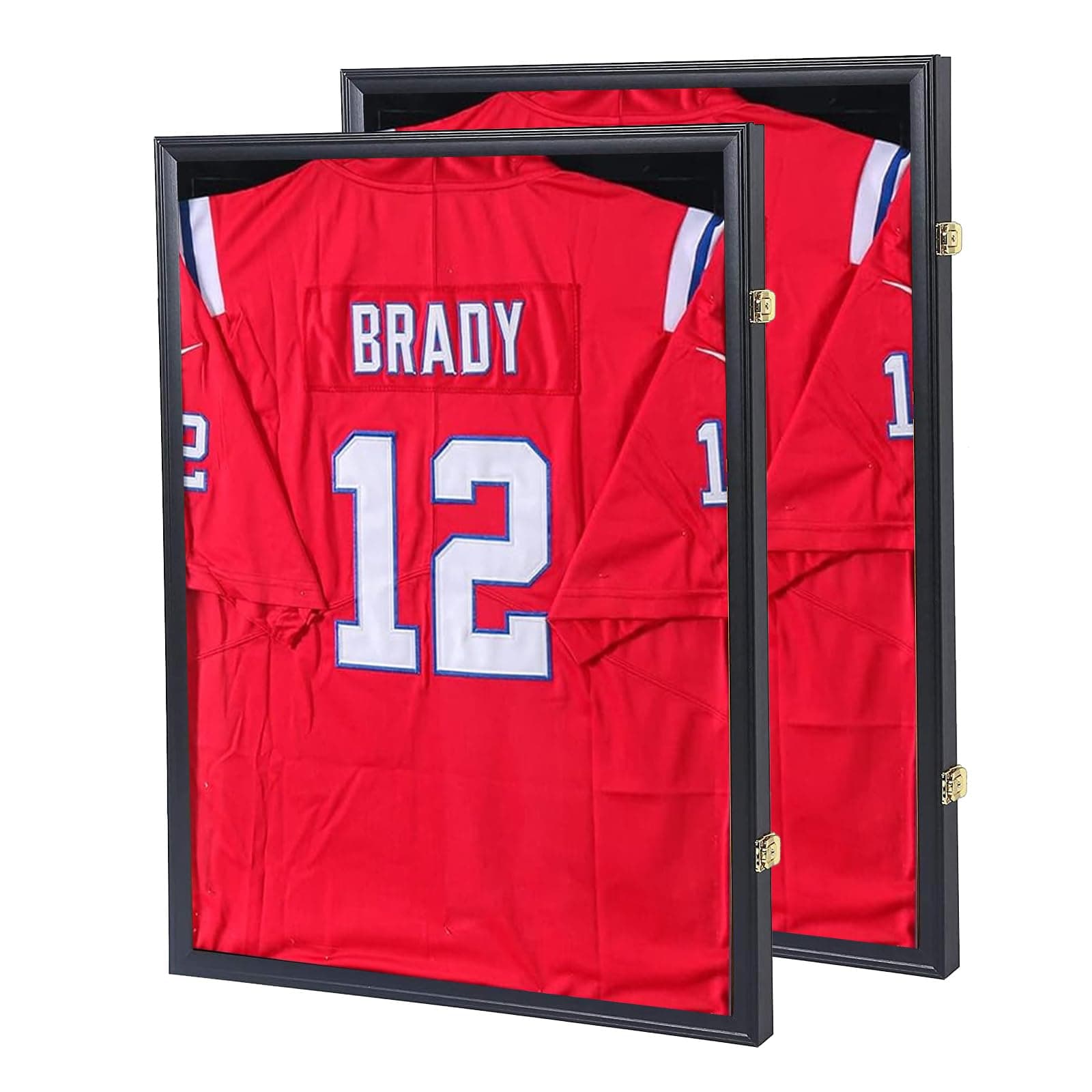 Jersey Frame Display Case Jersey Display Case Jersey Shadow Box with Uv Protection Acrylic and Hanger for Baseball Basketball Football Soccer Hockey Sport Shirt and Uniform,Black-2 Pack
