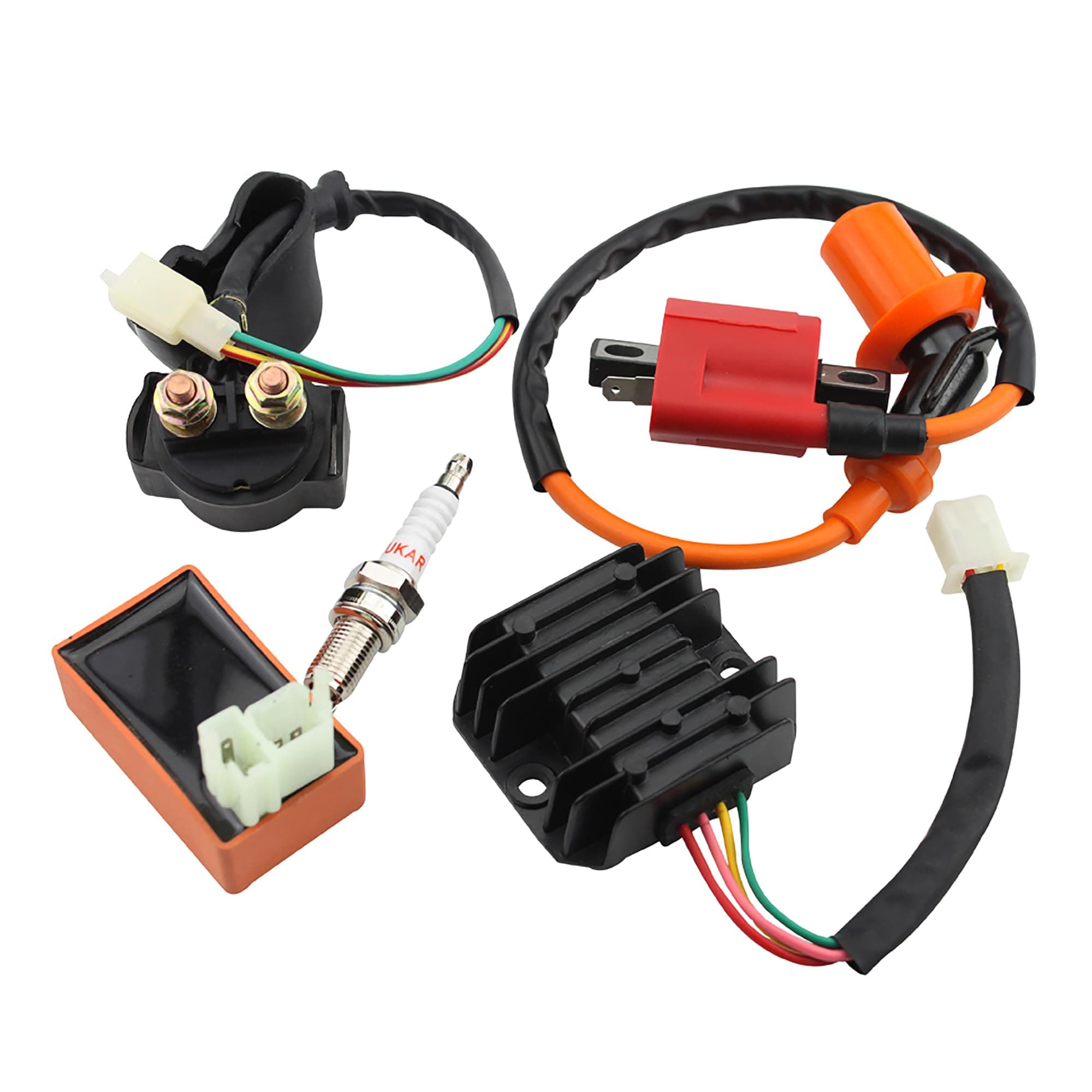 AC Racing Ignition Coil 6 Pin CDI Voltage Regulator Rectifier Solenoid Relay for CG 125cc 150cc Vertical Engine ATV Quad Go Kart