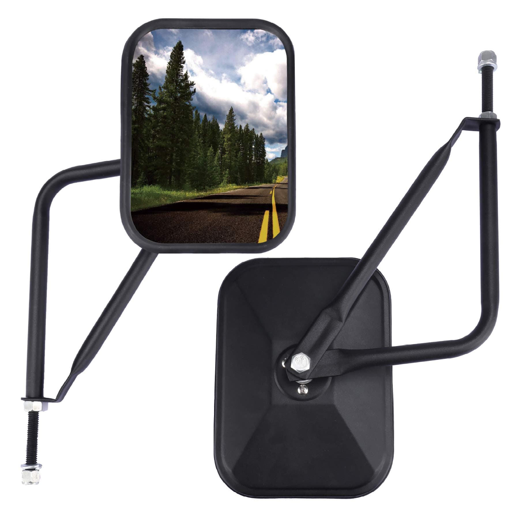 JUSTTOP Mirrors Doors Off, Side View Mirrors Compatible with Jeep Wrangler CJ YJ TJ JK JL & Unlimited,Quicker Install Door Hinge Mirror for Safe Doors Off Driving, Car Exterior Accessories- 2Pack