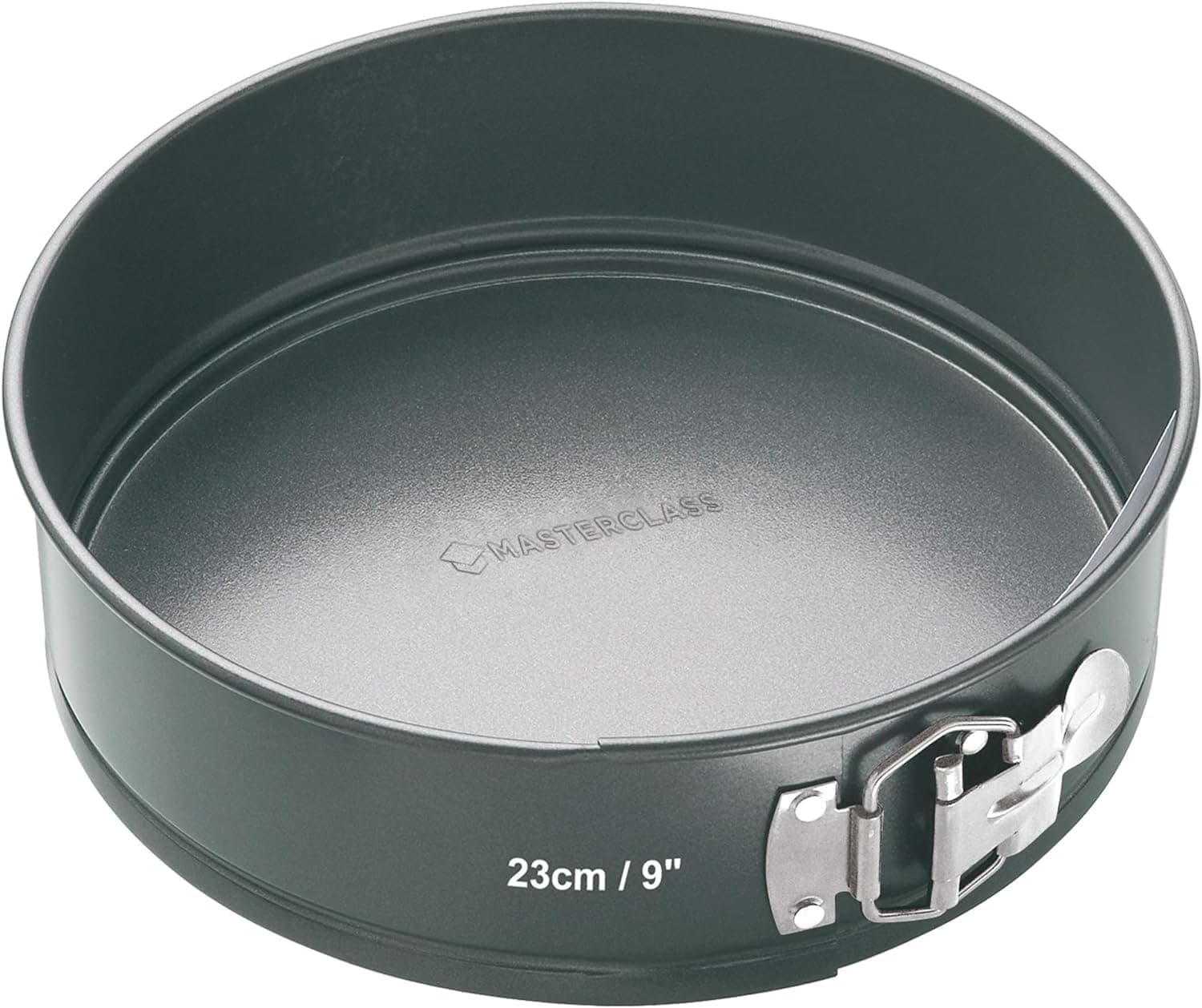 MasterClass Non-Stick Cake Tin for Baking with PTFE, PFOA and BPA Free Non Stick, Robust 1mm Thick Carbon Steel, Spring Form Loose Base, Round 23cm (9"), Sleeved