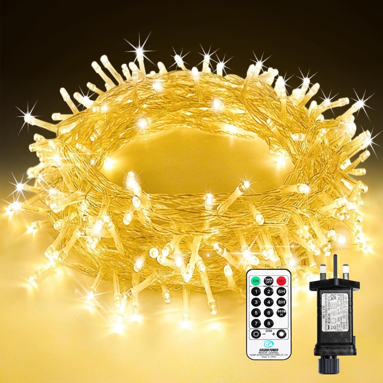 20M 200 LED Christmas Tree Lights, 8 Modes Warm White Fairy Lights Plug in, Waterproof String Lights Mains Powered with Remote/Timer for Outdoor Indoor Party Garden Bedroom Christmas Decorations