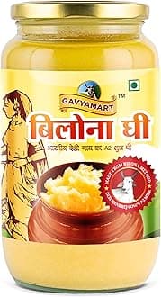 Gavyamart Ghee in Pantry, 100% Pure Kankrej A2 Cow Desi Ghee - Made Using Traditional Bilona Method Ghee 1 Litre - Glass Ghee jar Pack Non GMO - A2 Ghee Cow Organic 1000ml