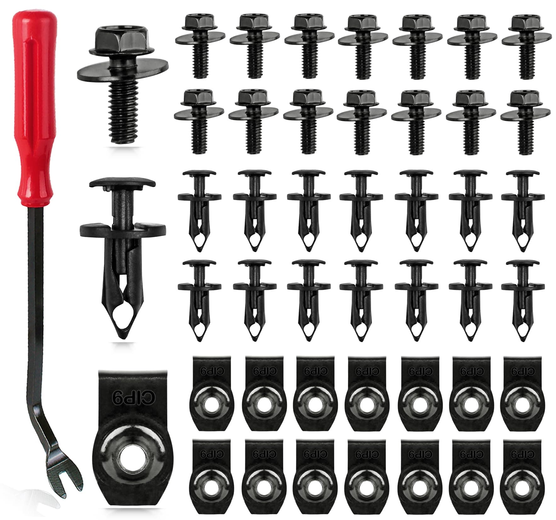 Xislet 45PCS Universal Use Engine Under Cover Splash Shield Guard Body Bolts Bumper Fender Liner Push Retainer Fastener Rivet Clips Compatible with Most Brand of Vehicles