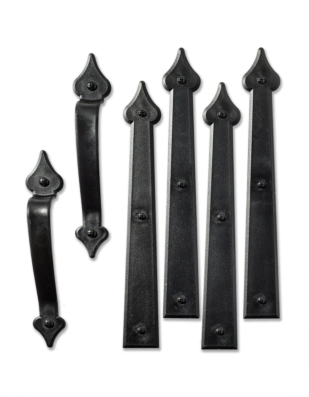 452-07 Handle/Hinge Decorative Accent Set Carriage House (6 Piece) Magnetic Garage Door Hardware, Black,1