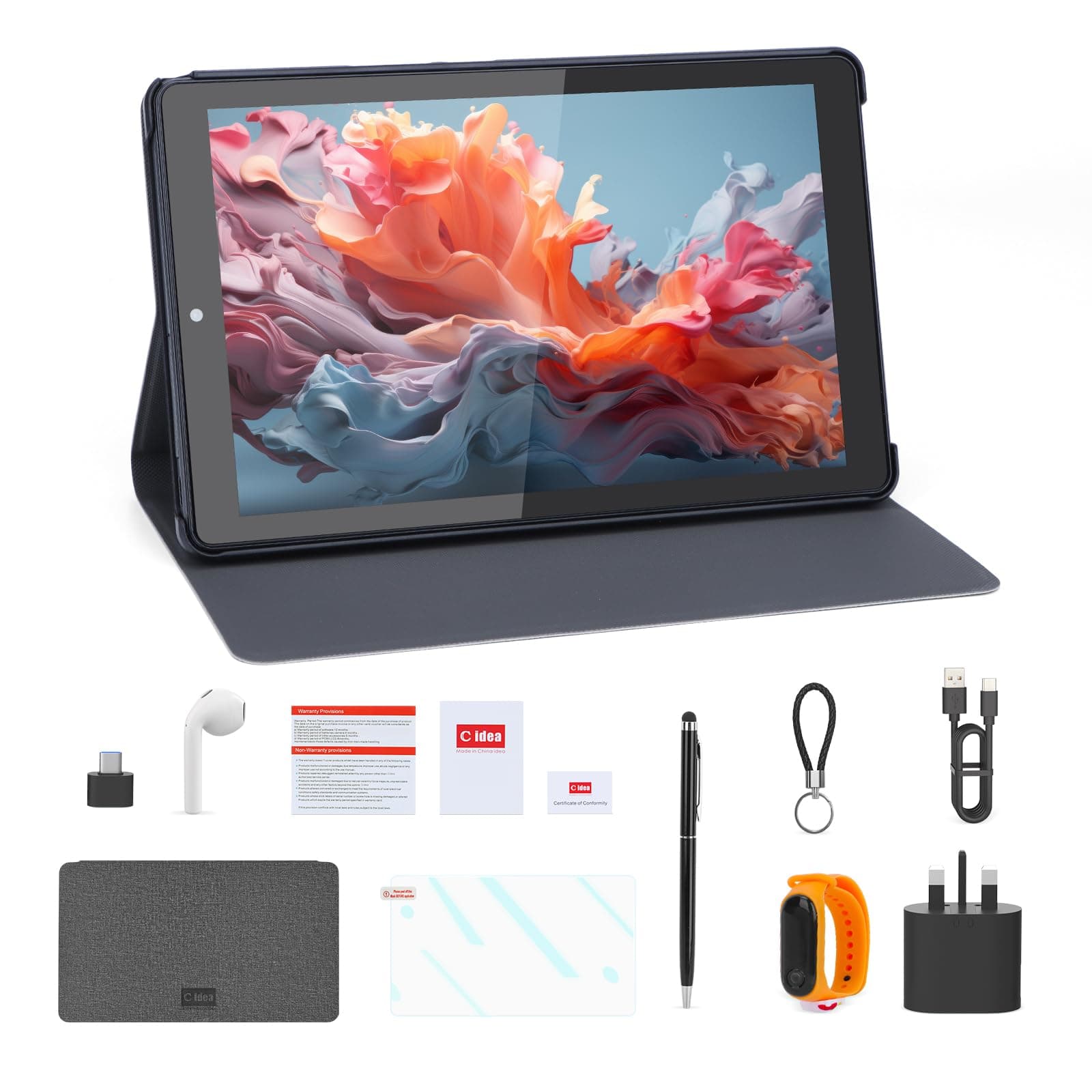 C idea 9inch Tablet Android 13 Tablet,8GB RAM, 512GB ROM,5G LTE with SIM Card Slot,1280 * 800 IPS Display,8000mAh Battery,WiFi & Bluetooth - Includes Protector Case & Stylus,CM935pro (Black)