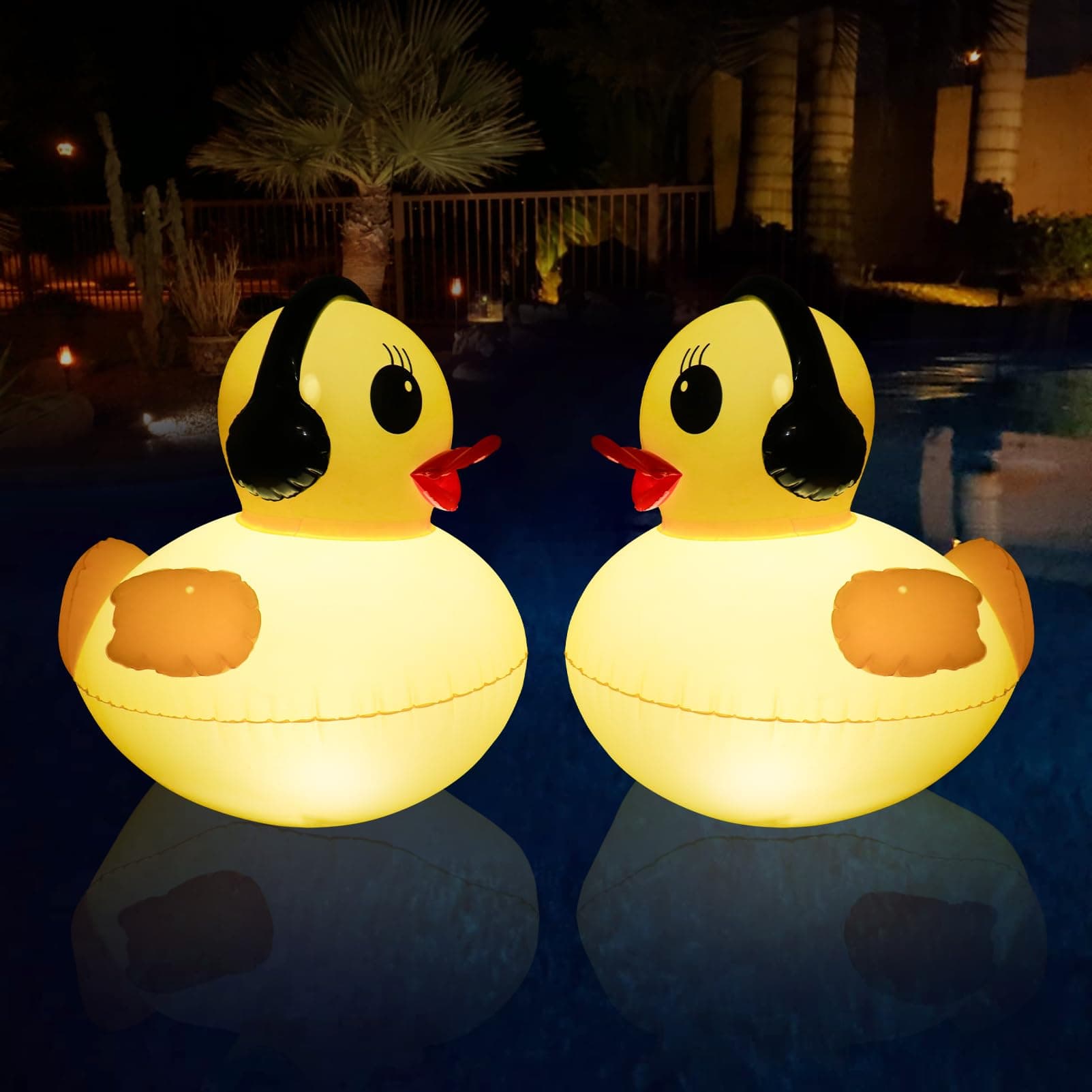 Solar Float Lights for Swimming Pool, Waterproof Pool Lights, 42 cm, Floating Light for Pond Duck Shape, Solar Powered Inflatable Solar Lamp for Pools, Ponds, Garden-2pcs