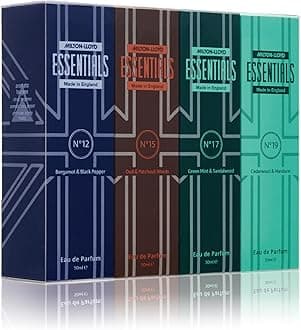 ESSENTIALS Number 12, 15, 17 and 19 Luxury Mens Fragrances, Set of 4 x 50ml Eau de Parfum Men, Mens Aftershave Gift Set, Perfume for Men - Long Lasting Milton-Lloyd Fragrance