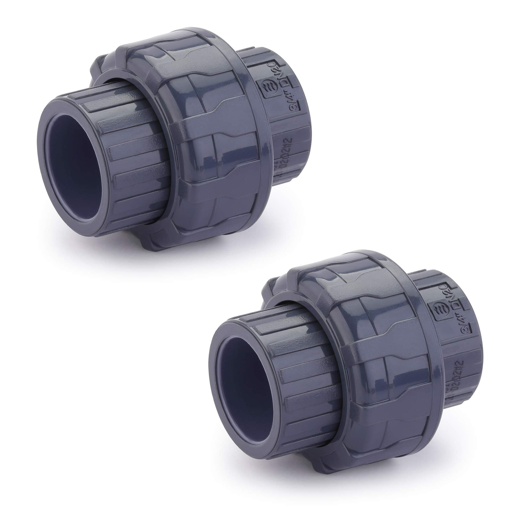 Hydroseal PVC Pipe Fitting, 0.75" Union Jetstream, Schedule 80, Grey, EPDM O-Ring, Socket x Socket, F1970, SCH80 (3/4")