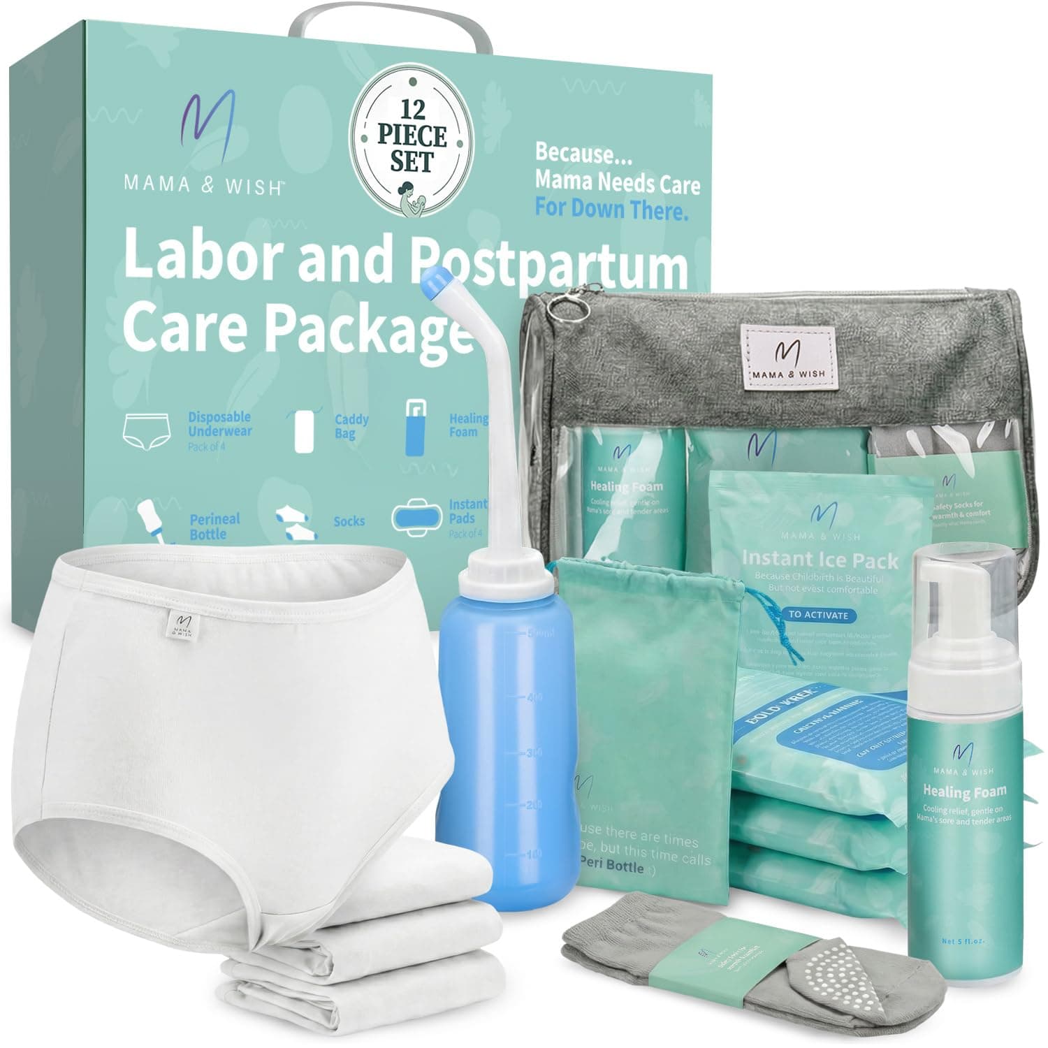 Postpartum Recovery Kit - Includes Peri Bottle, Comfy Garments & Essentials for Women After Birth