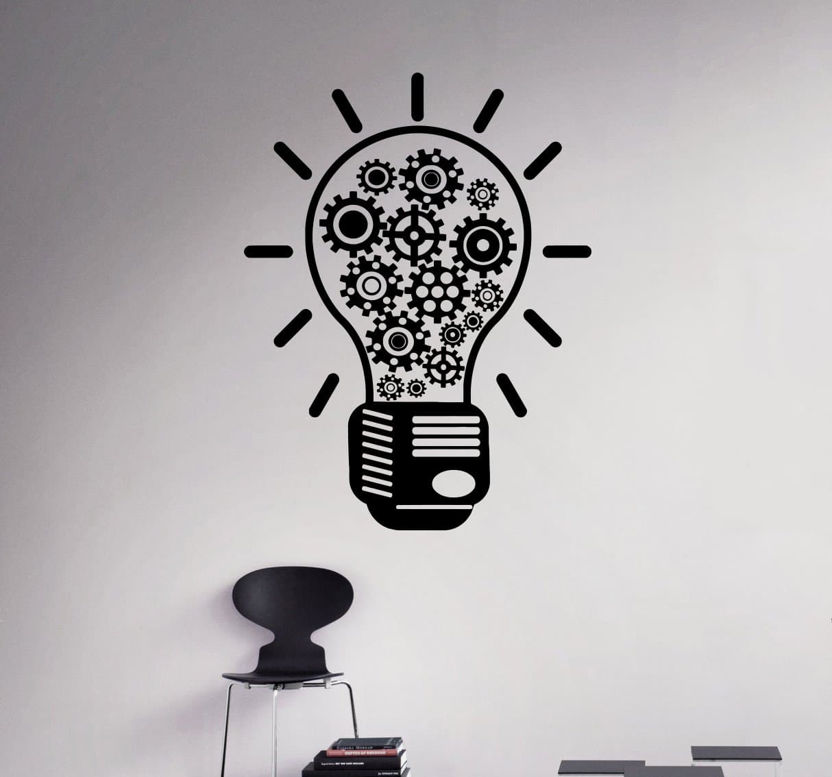 Gear Bulb Wall Decal Light Bulb Home Interior Vinyl Sticker Removable Decor Art Mural Housewares Design Wall Decor 7(grs)
