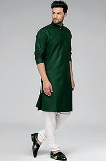 Multi Colored Cotton Plain Men's Ethnic Kurta Only
