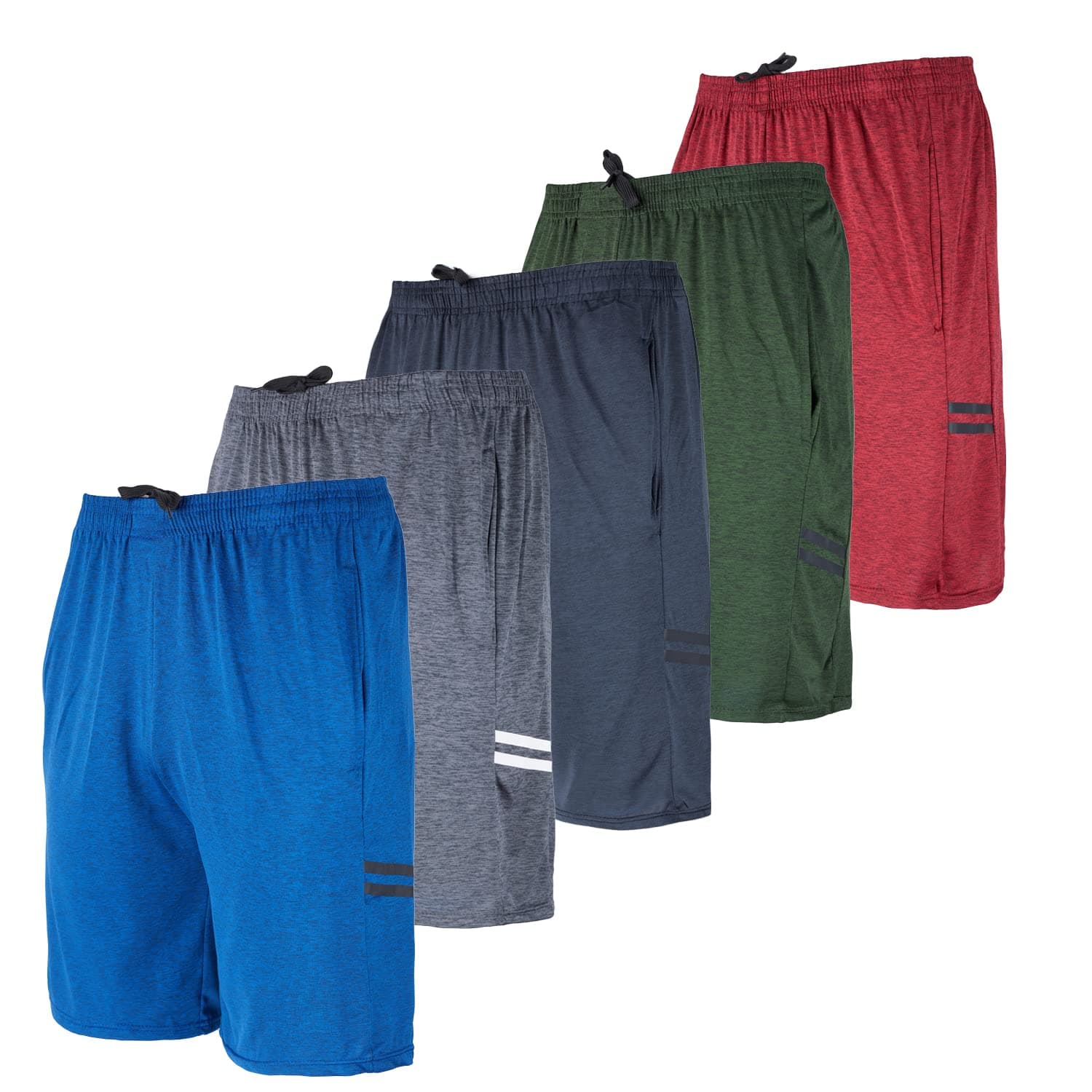 Real Essentials5 Pack:Men's Dry-Fit Sweat Resistant Active Athletic Performance Shorts