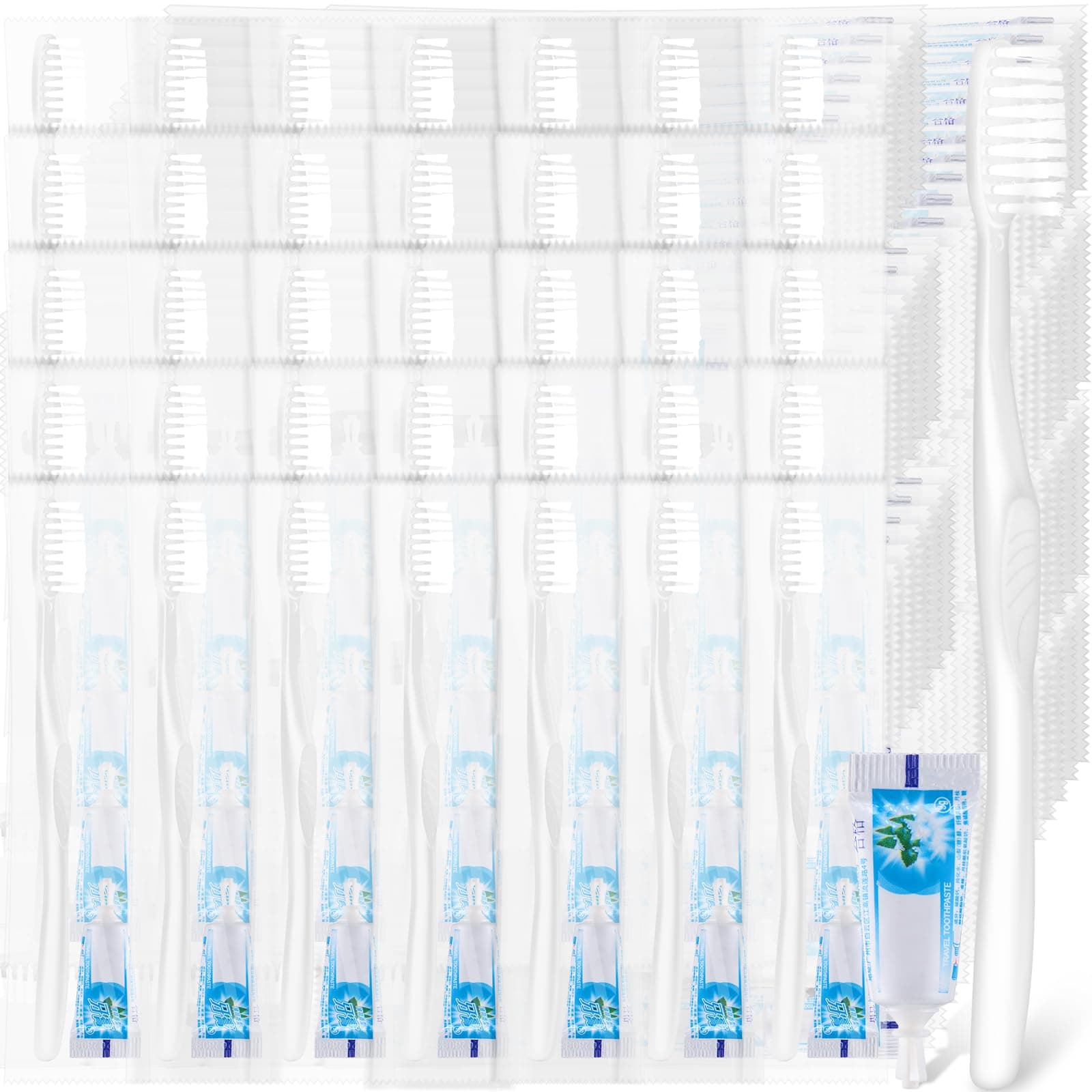 Yaomiao500 Pack Disposable Toothbrushes with Toothpaste Individually Wrapped Disposable Toothbrushes Bulk Travel Toothbrush Kit for Travel Hotel Shelter Homeless Nursing Home (White)