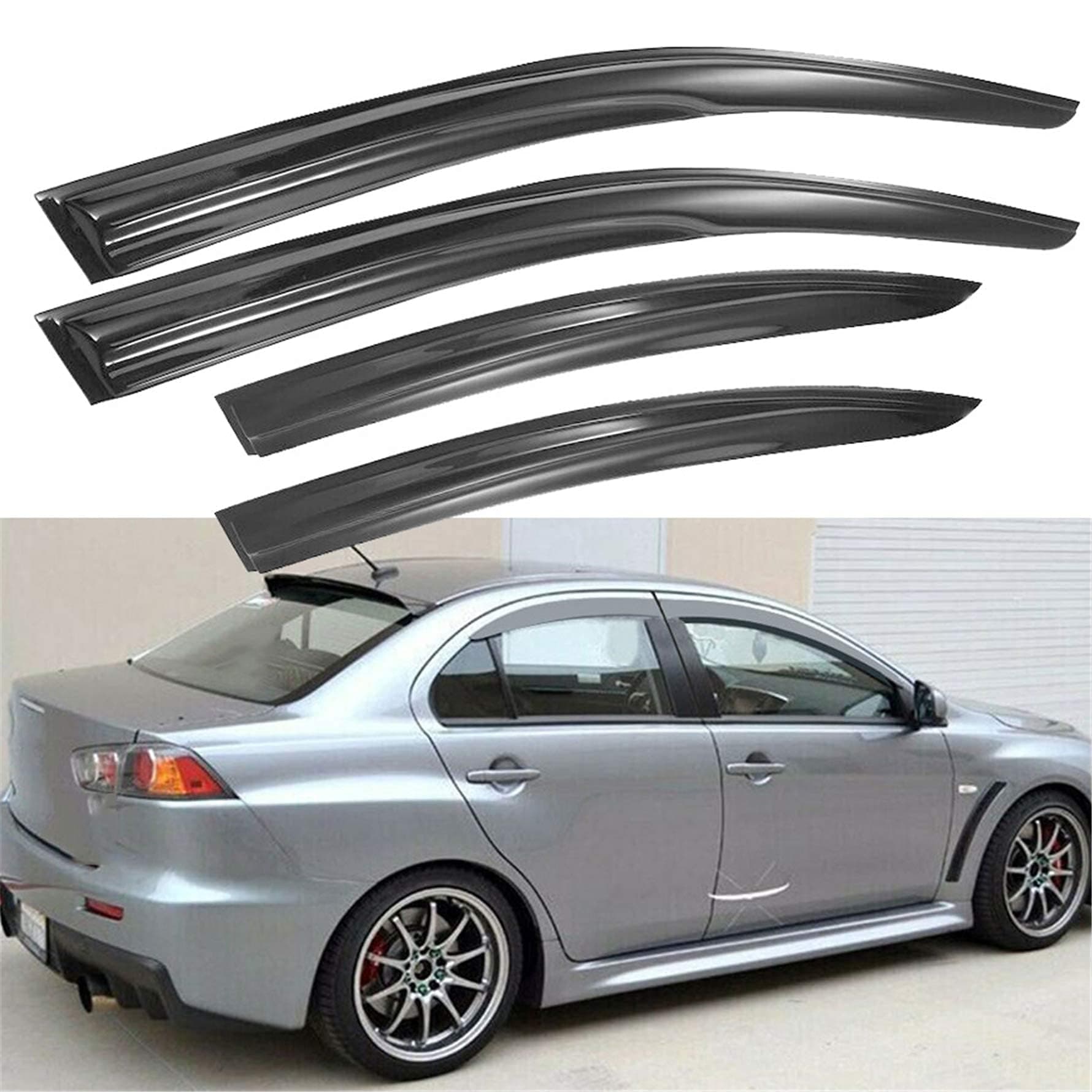 munirater Acrylic Vent Window Visors Rain Guard Replacement for 2008-2017 Mitsubishi Lancer