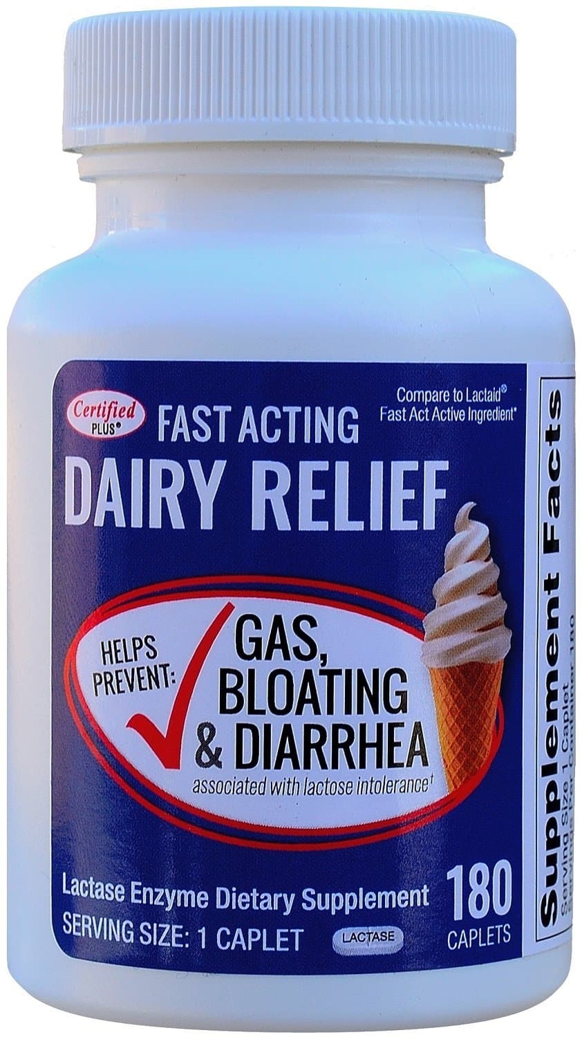 Fast Acting Lactase 180 Caplets Generic Lactase Fast Act 9000 FCC Units per Caplet