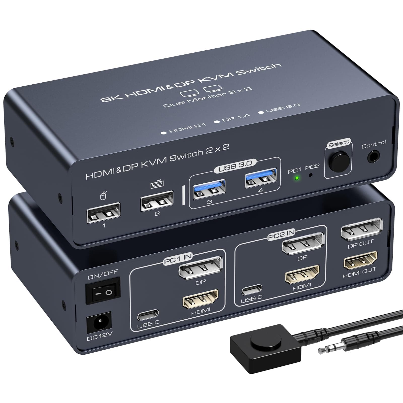 VEDINDUST HDMI Displayport KVM Switch 2 Monitors 2 Computers