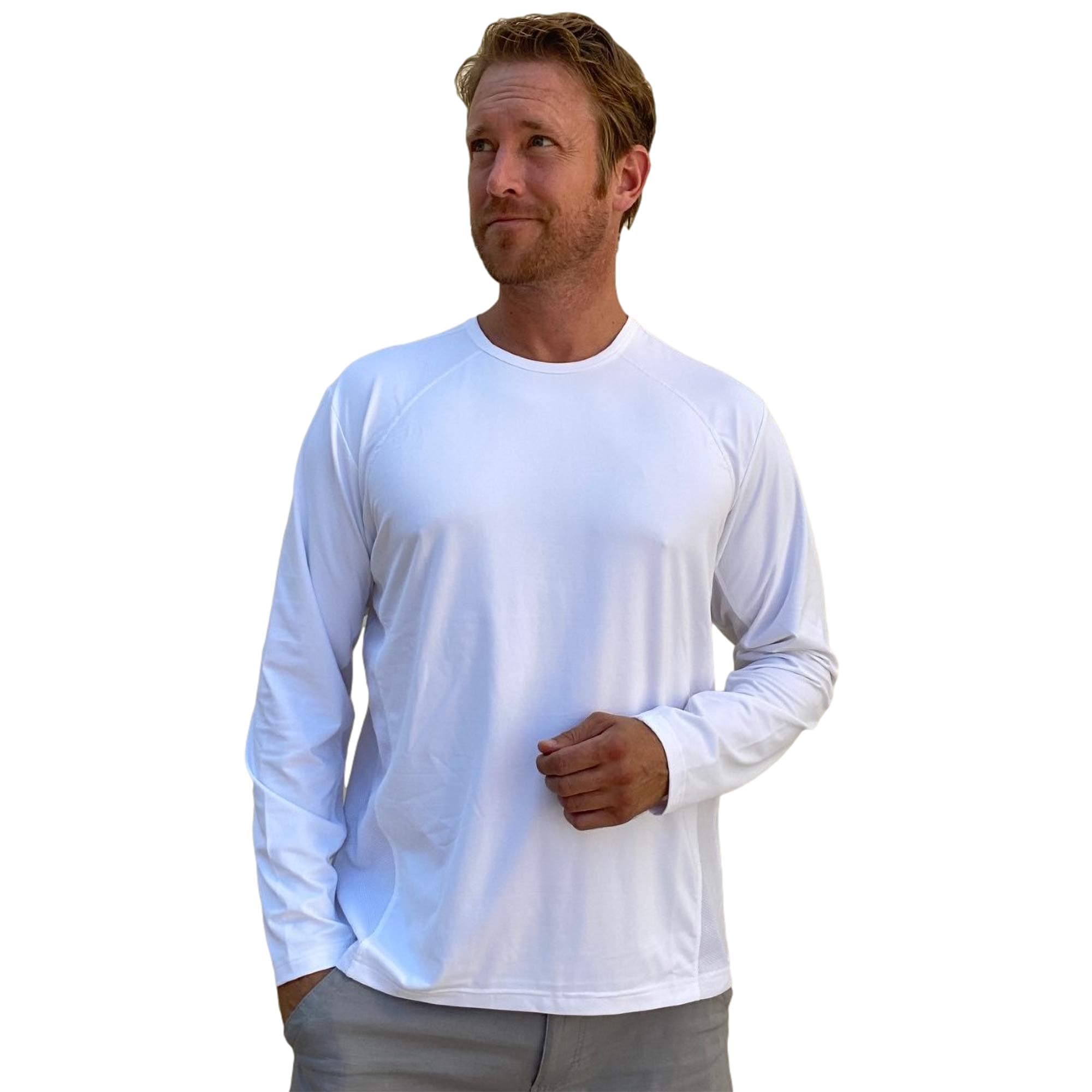 SanSoleilMens SolCool Long Sleeve Crew with Mesh