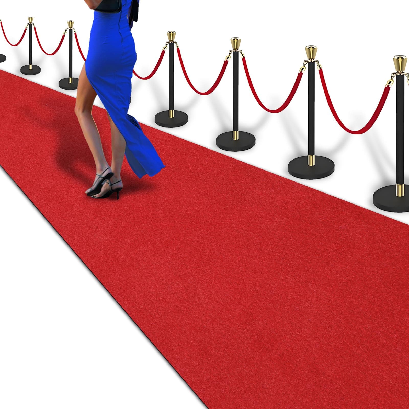 PBHEPJ 3ft x 20ft Extra Thick Red Carpet Runner for Party & Hollywood, Festival Celebration, Wedding, Graduation Ceremony, Award Ceremony, VIP Reception, Heavy-Duty, Non-Slip TPR Rubber
