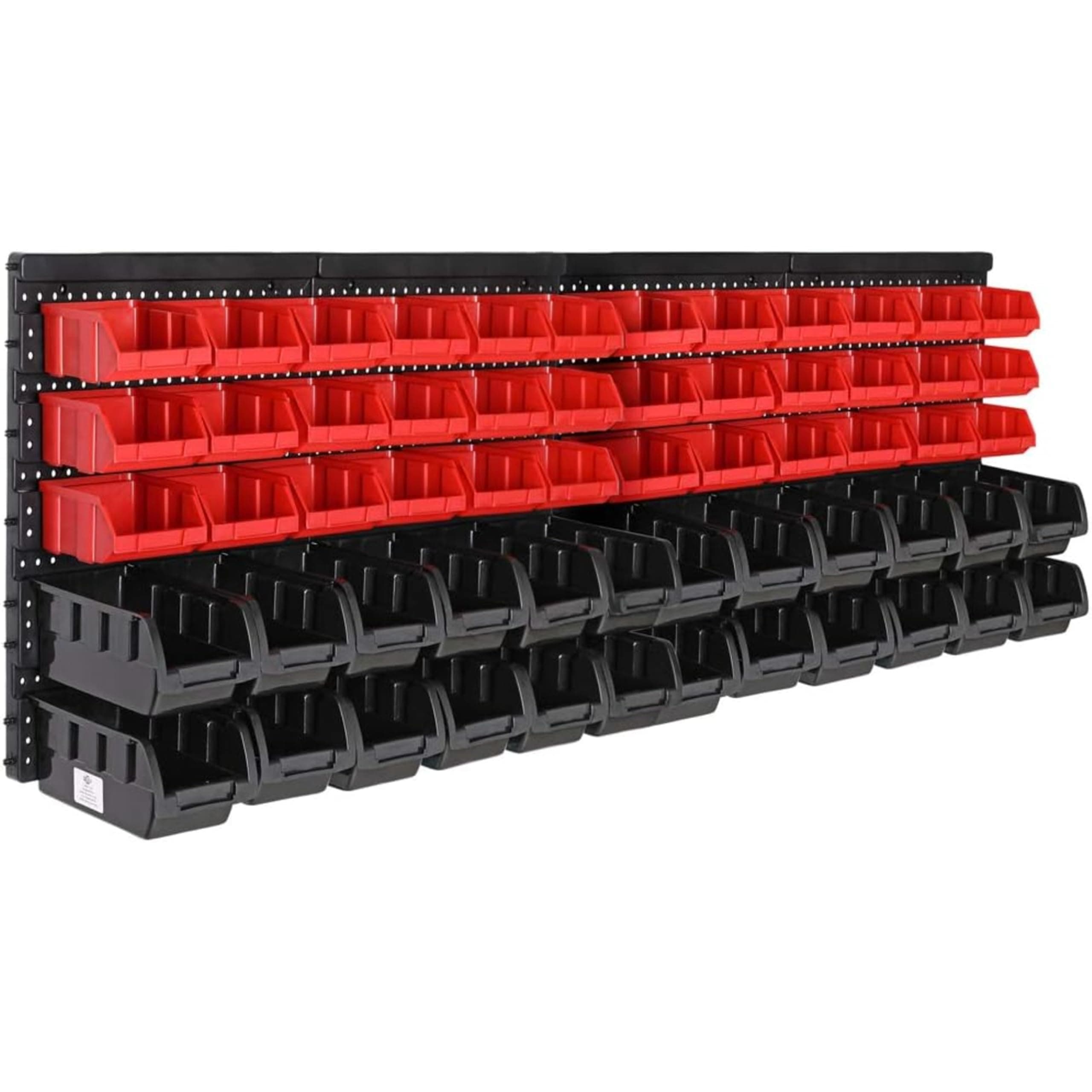 64 Piece Garage Wall Racks with Storage Boxes, Tool Box & Wall Panels for Workshop, Craft Organiser, Pegboard, Stackable Small Parts Bins Plastic Storage Box