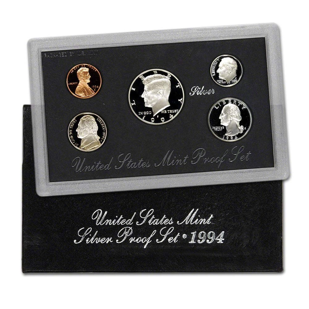 1994 S U.S. Silver Proof 5 Coin Set in Original Box with Certificate of Authenticity Proof