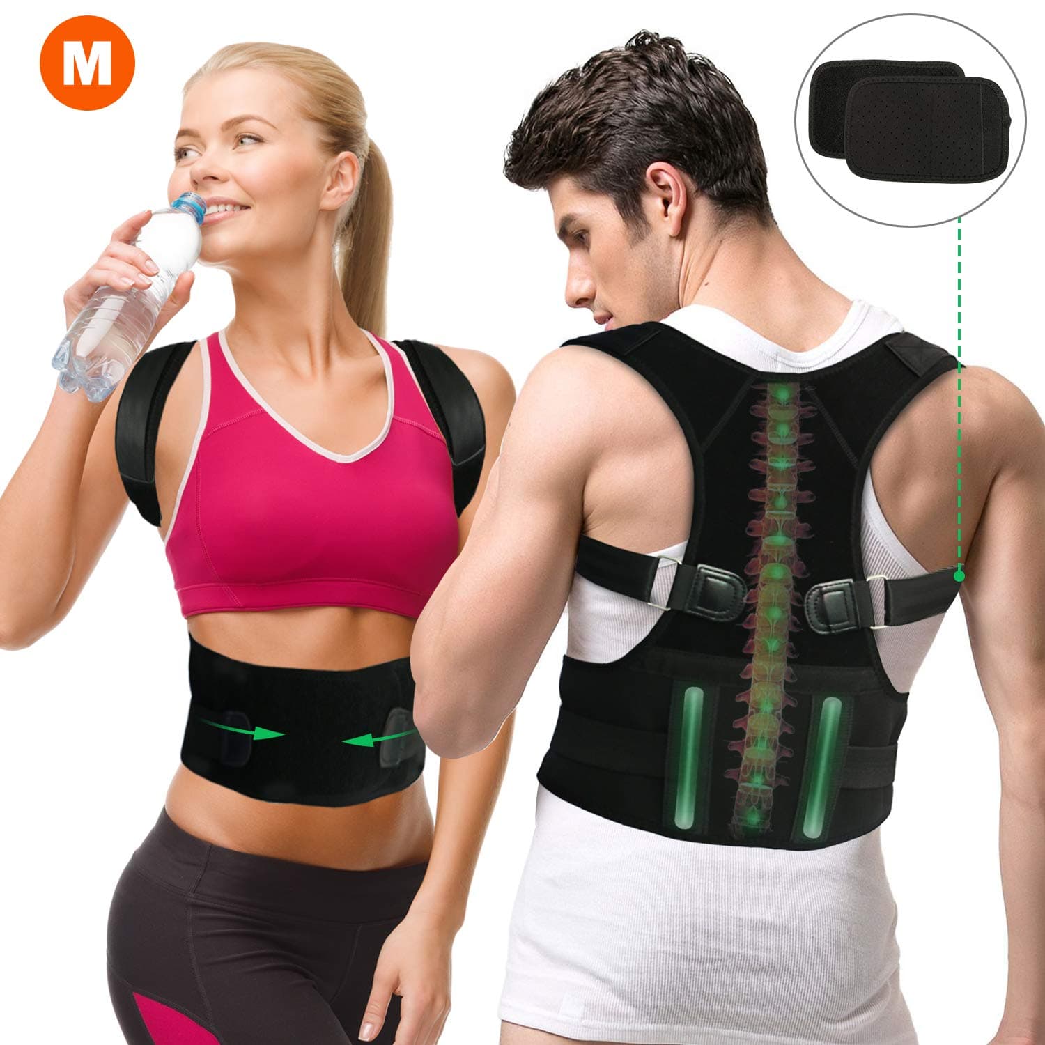 Gifort Back Posture Corrector, Back Shoulder Waist Support Belt, Adjustable Posture Brace for Men or Women Physical Trainer Therapy - Back, Shoulder, and Neck Pain Relief (M)