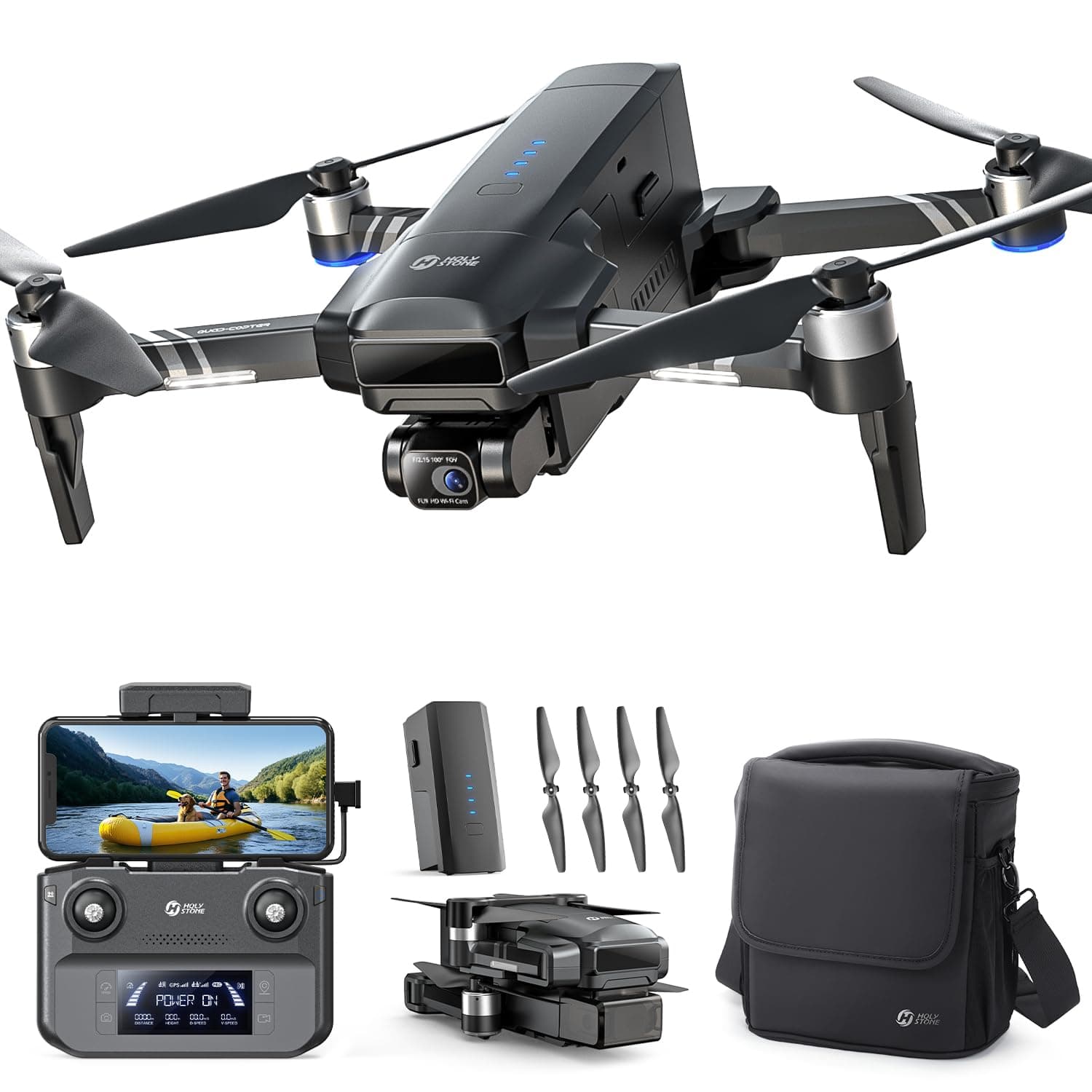HS600 2-Axis Gimbal Drones with Camera for Adults 4K EIS, Integrated Remote ID, 20000 FT Range Transmission, GPS Drone with Brushless Motors, 4K/30FPS, Follow Me, Level 6 Wind Resistance