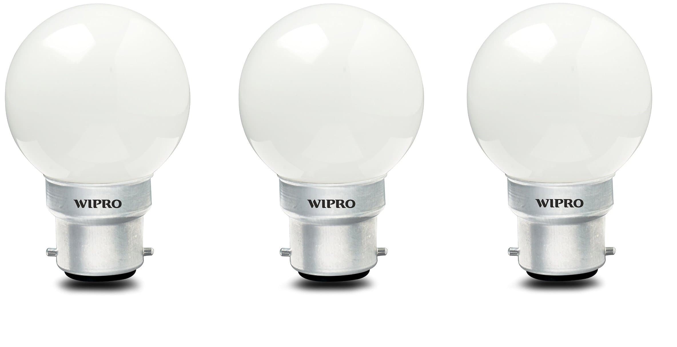 wipro 0.5W B22 LED White Night Bulb, Pack of 3 (N10002)