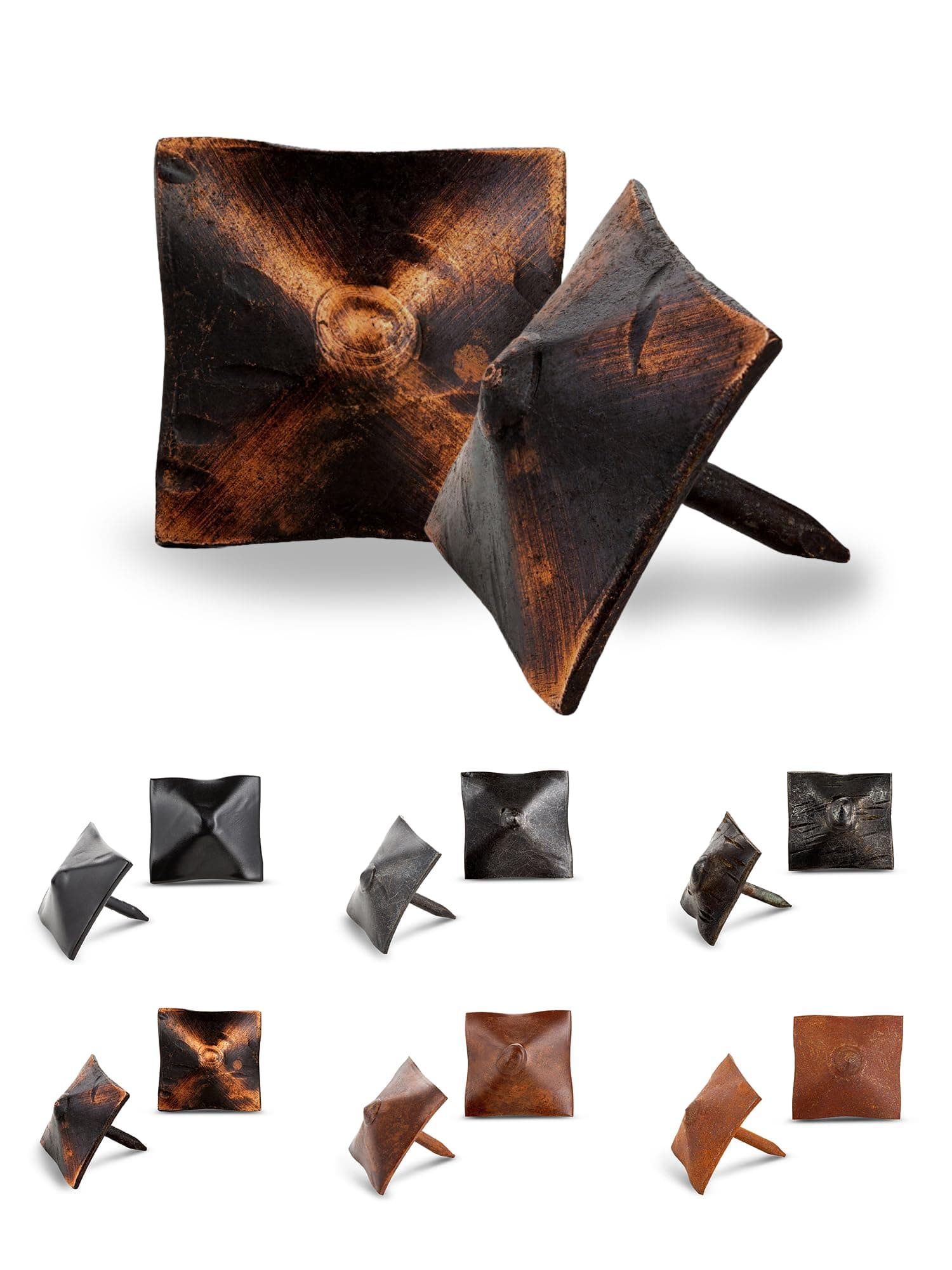 10 Pack - Iron Clavos Decorative Nails Pyramid Head 1 inch - Oil Rubbed Bronze - Decorative Accent for Home Improvement - Farmhouse Shutters, Barn Door, Furniture, Gates Borderland Rustic Hardware