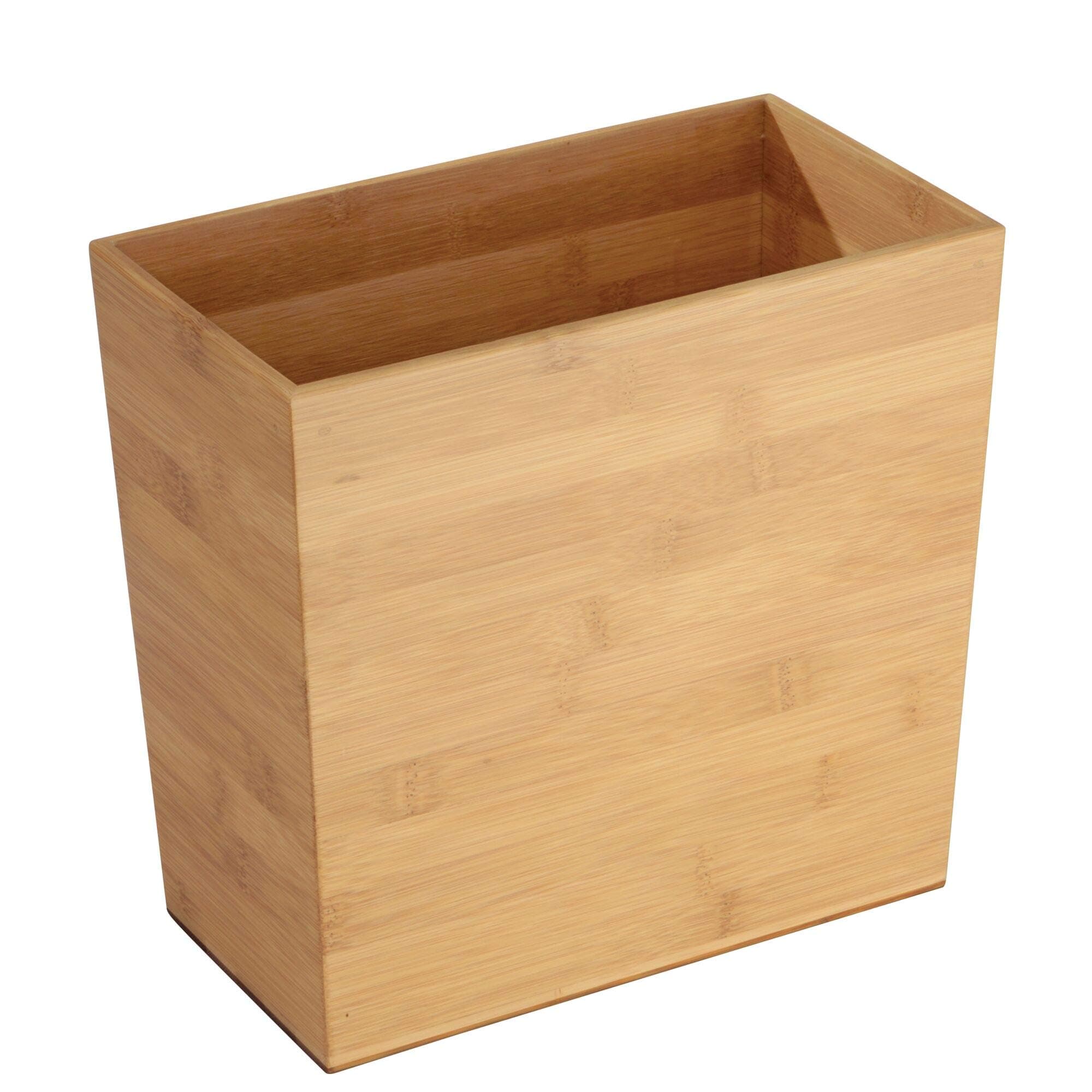 Rectangular Bamboo Waste Basket, The Formbu Collection – 10.5" x 5.75" x 10”, Natural Wood Finish