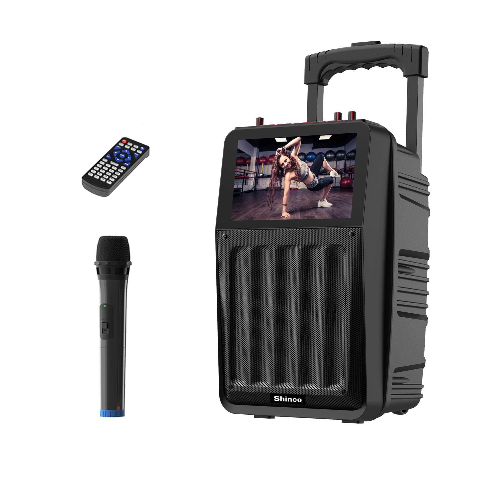 Shinco Karaoke Machine with Microphone, 8'' LCD Screen, Lyrics Display, Record, Bluetooth and Remote Control