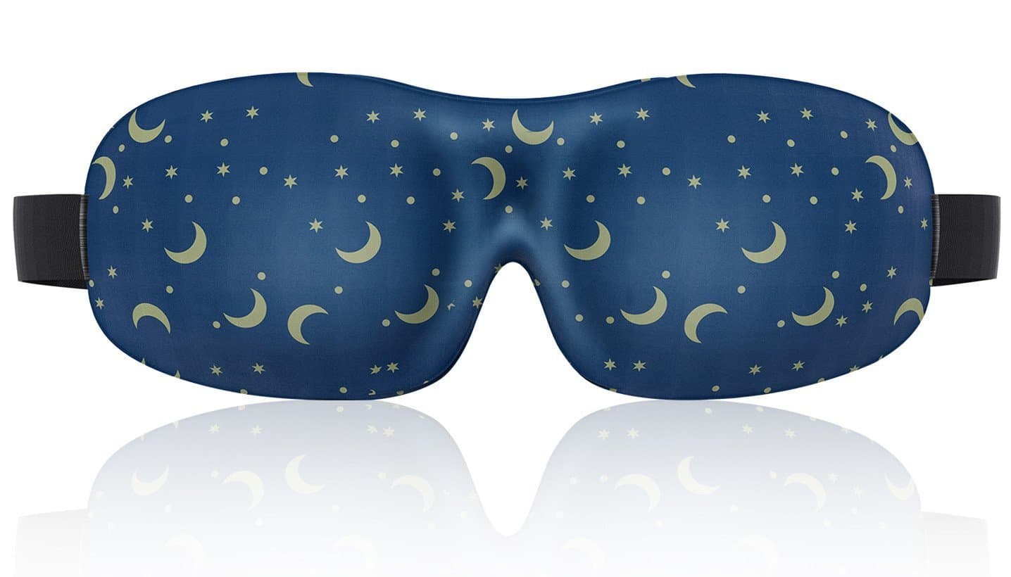 LONFROTE Stars Moon 3D Deep Molded Adjustable Sleep Eye Mask for Sleeping with Ear Plugs and Carry Pouch,Lightweight & Comfortable & Adjustable,Super Soft Material for Men & Women Travel Eye Patch