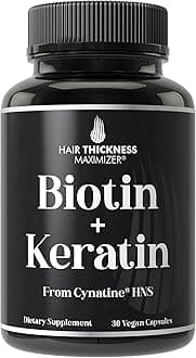 Hair Thickness Maximizer Men's & Women's Biotin, Clinically Proven Keratin Supplement Capsules (10000 Mcg)