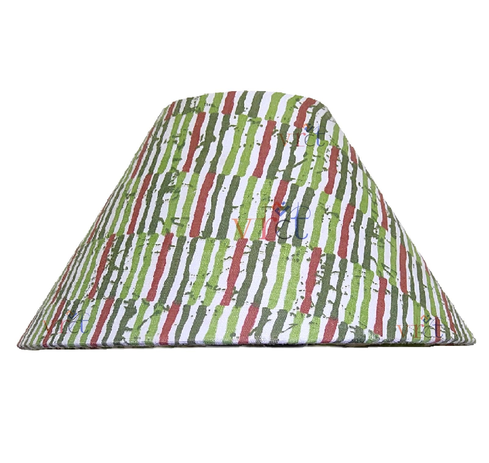 10" Round Plain White Green Line Lamp Shade for Table