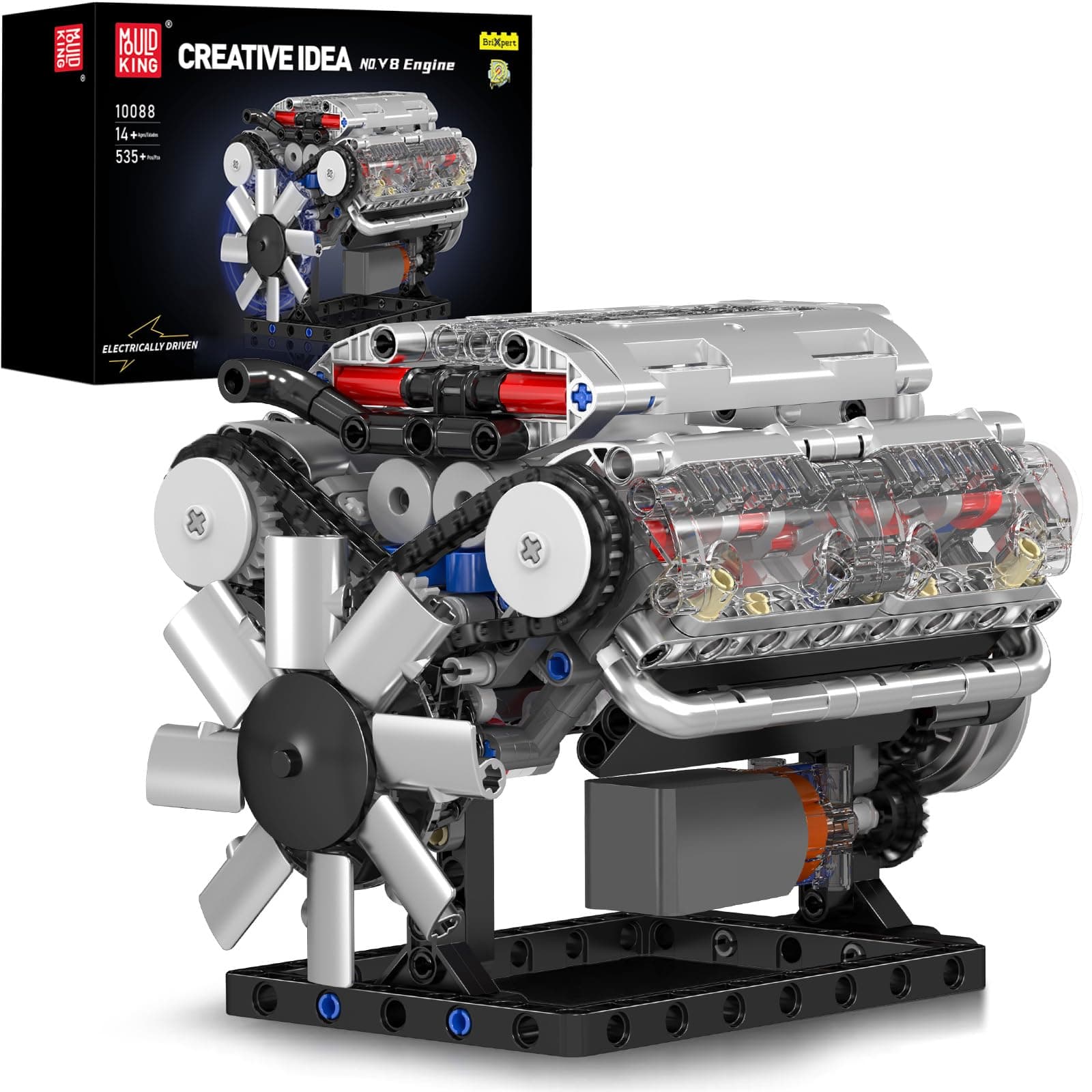 V8 Engine Building Blocks Sets, MOC Scale Model Kit with Battery and Motor, Collectible Set for Adults, Construction Toys Gifts for Friends Men Teen Youths (535 Pcs)